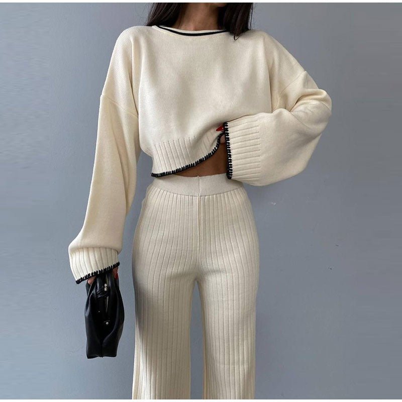 Ella – Ribbed Knit Top and Flare Pants Set