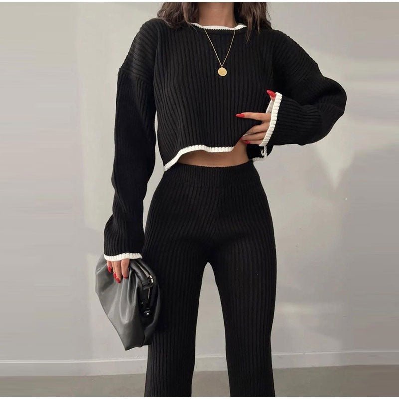 Ella – Ribbed Knit Top and Flare Pants Set