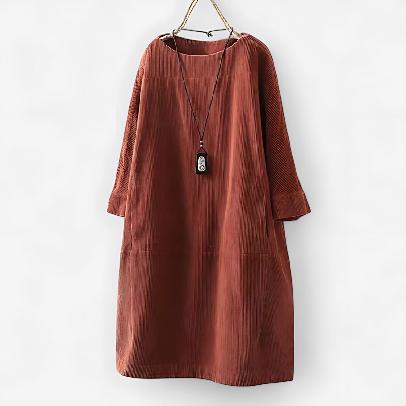Octavia – Corduroy Long Sleeve Shift Dress