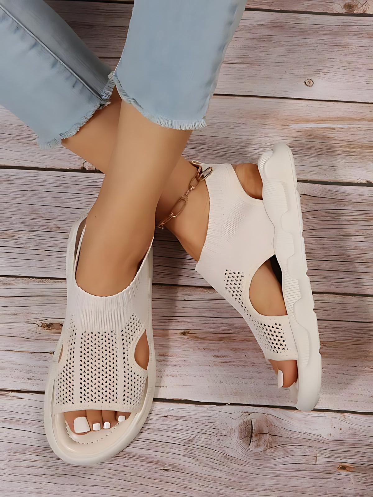 Octavia – Mesh Slip On Wedge Sandals