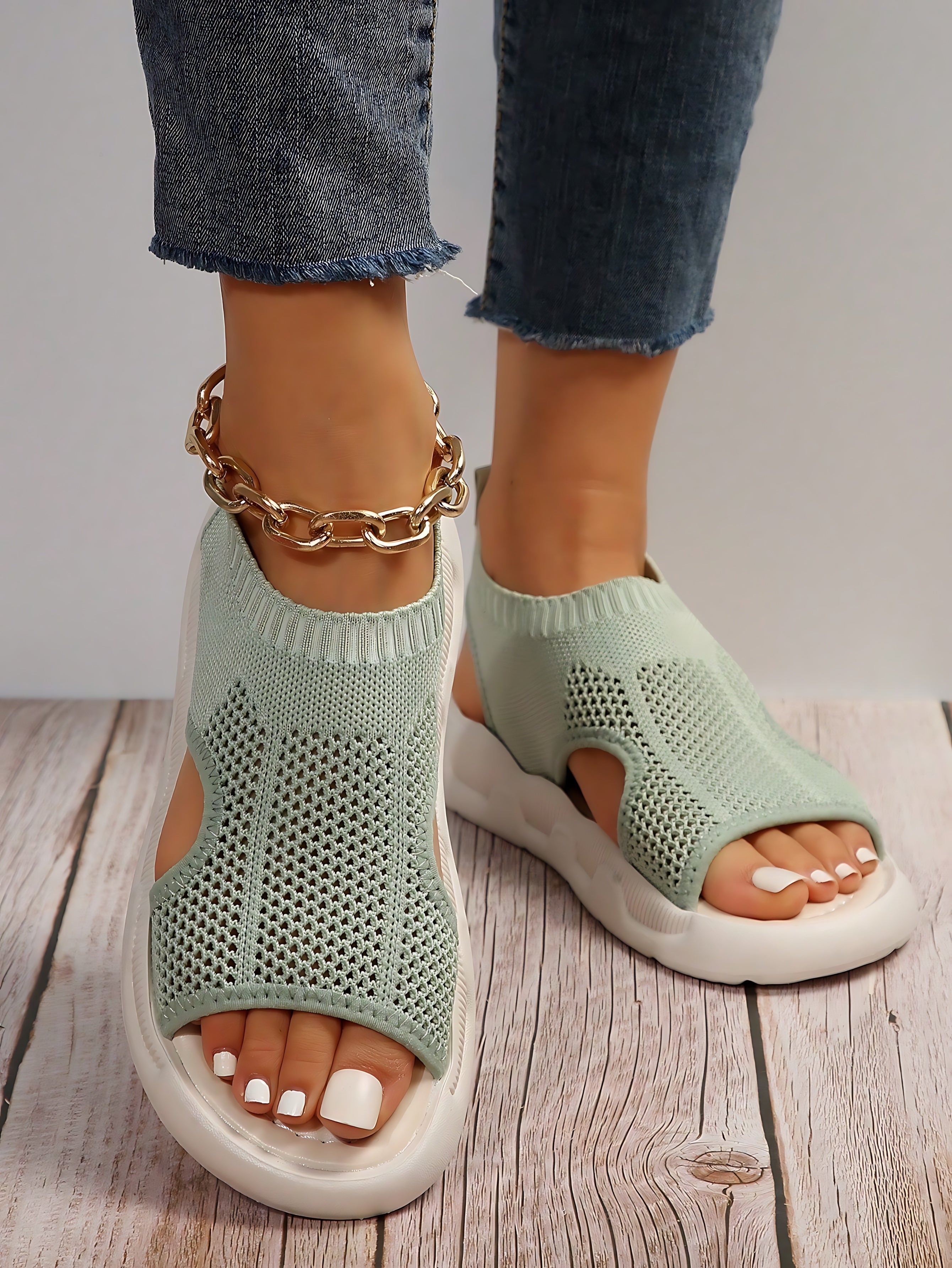 Octavia – Mesh Slip On Wedge Sandals