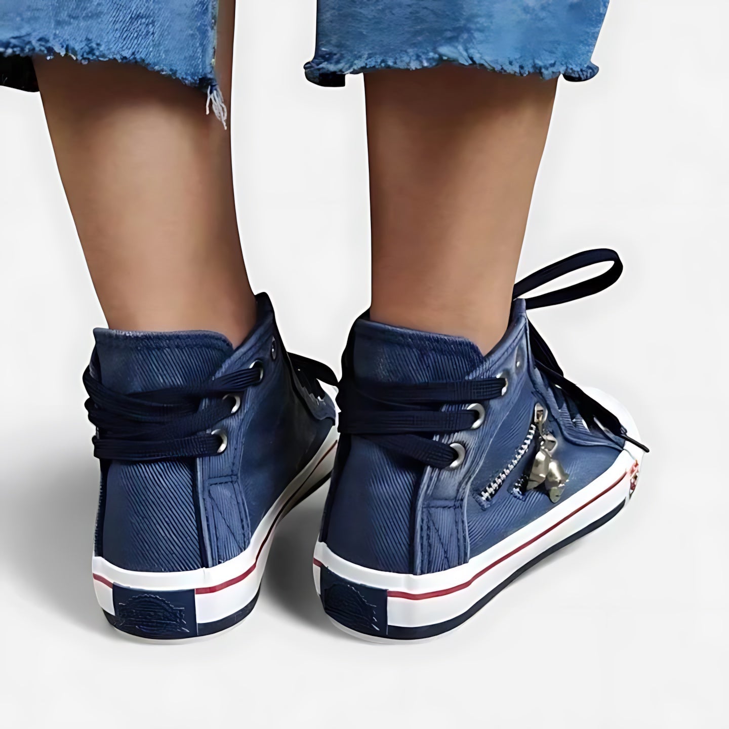 Olivia – Denim High Top Lace Up Sneakers