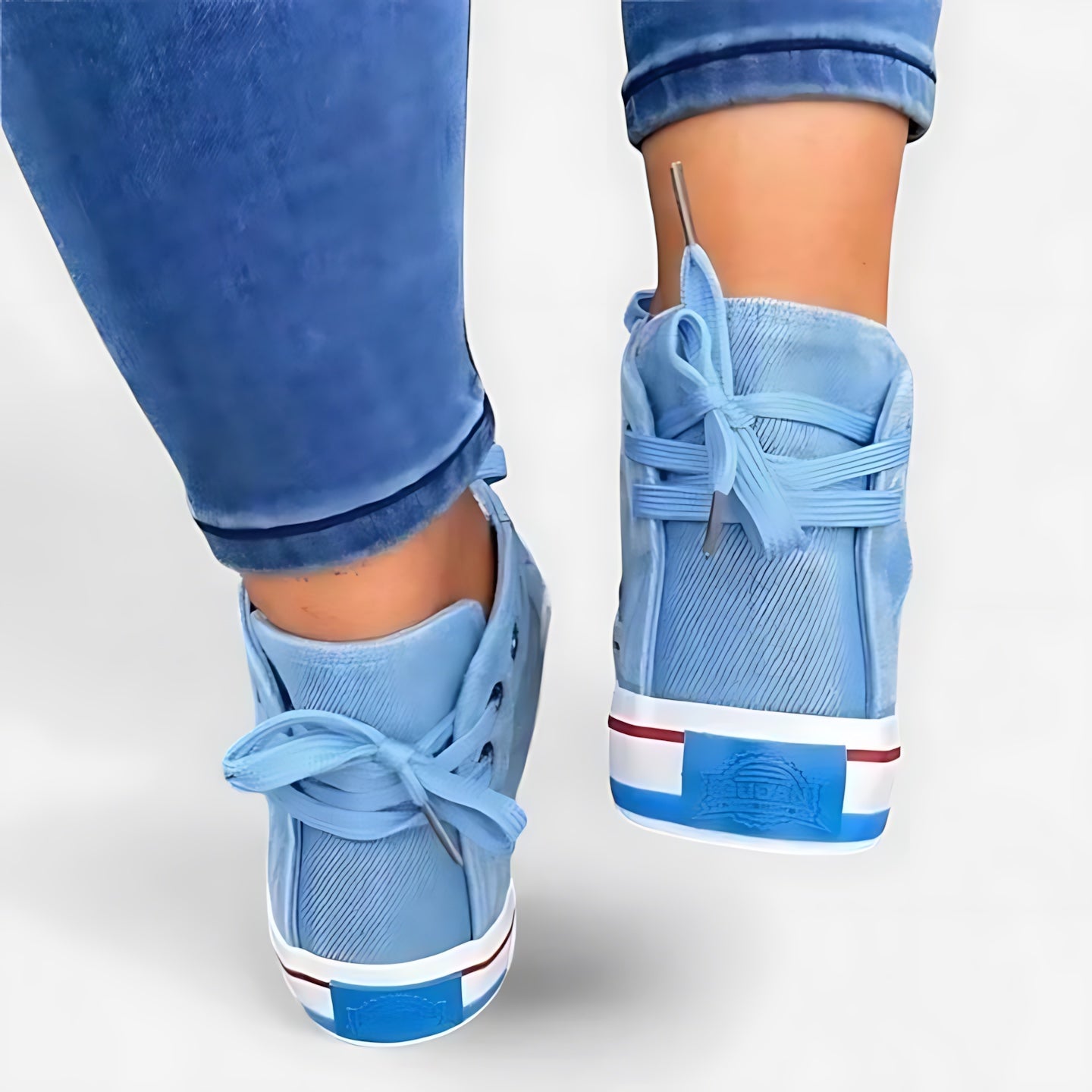 Olivia – Denim High Top Lace Up Sneakers