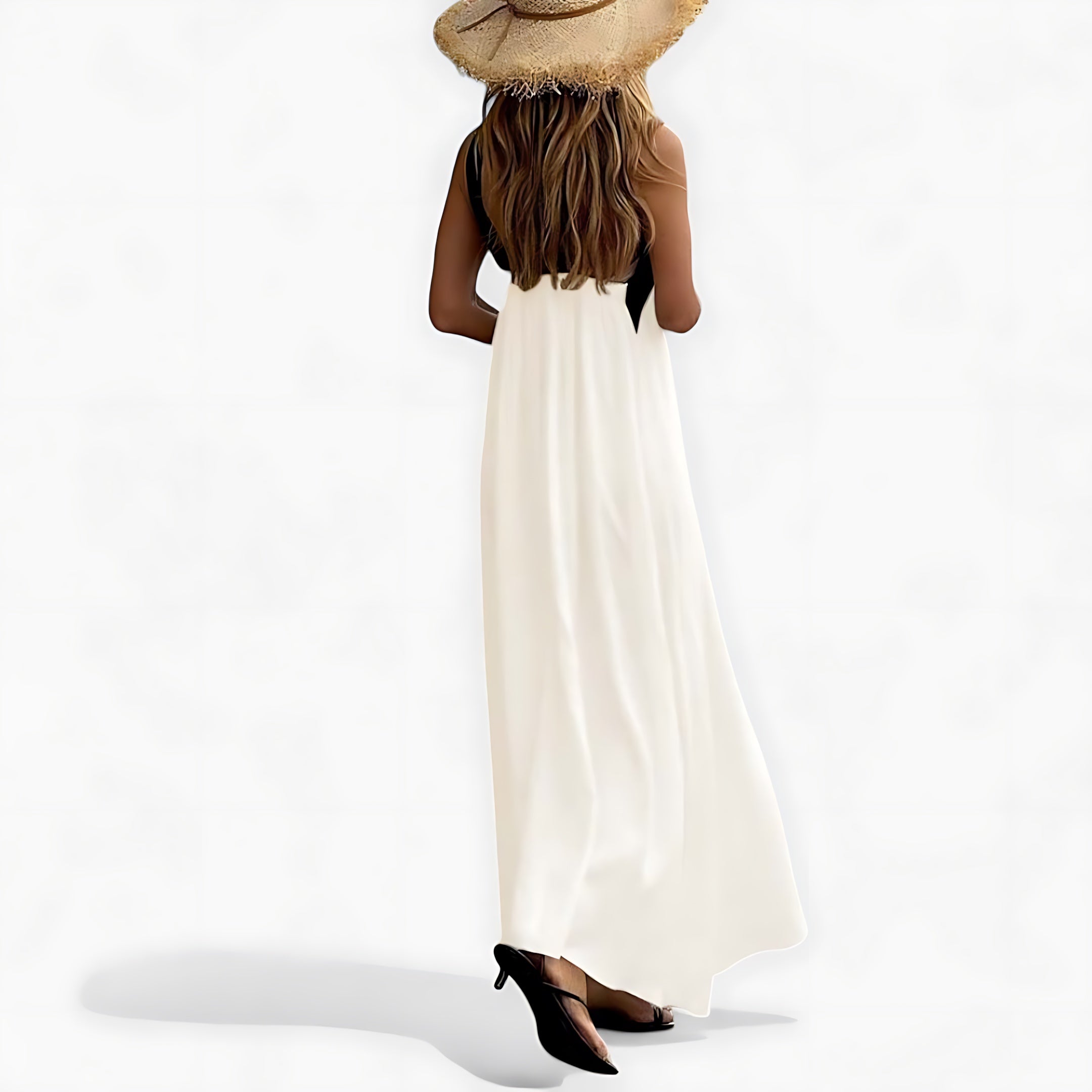 Ophelia – Cross Halter Neck Flowy Maxi Dress
