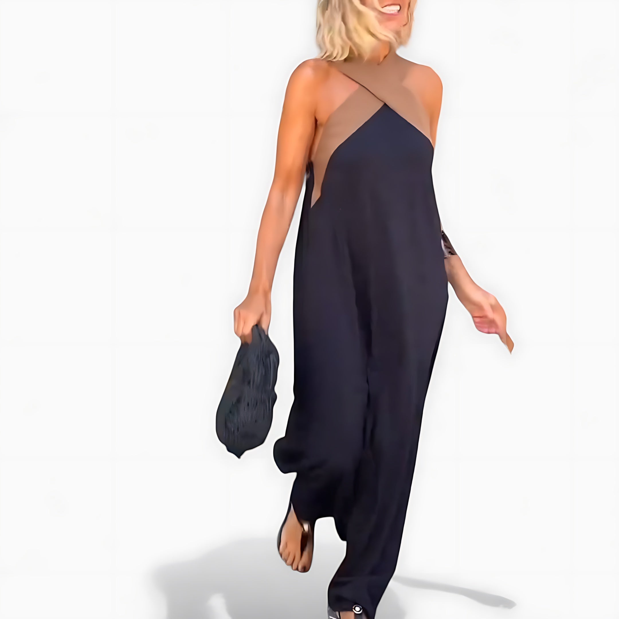 Ophelia – Cross Halter Neck Flowy Maxi Dress