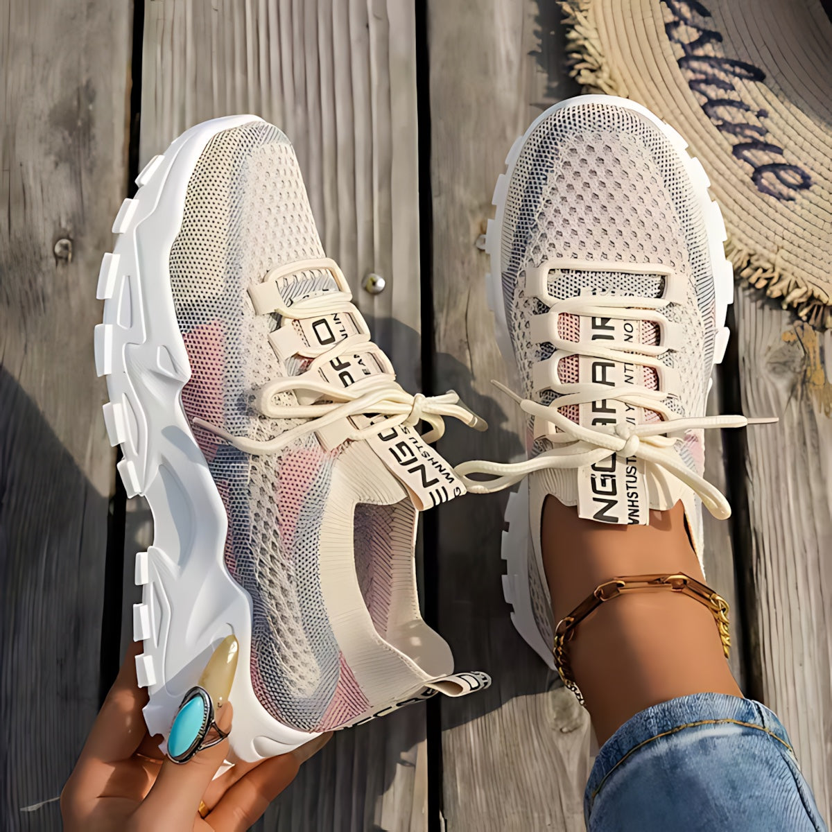Ophelia – Mesh Panel Lace Up Chunky Platform Sneakers
