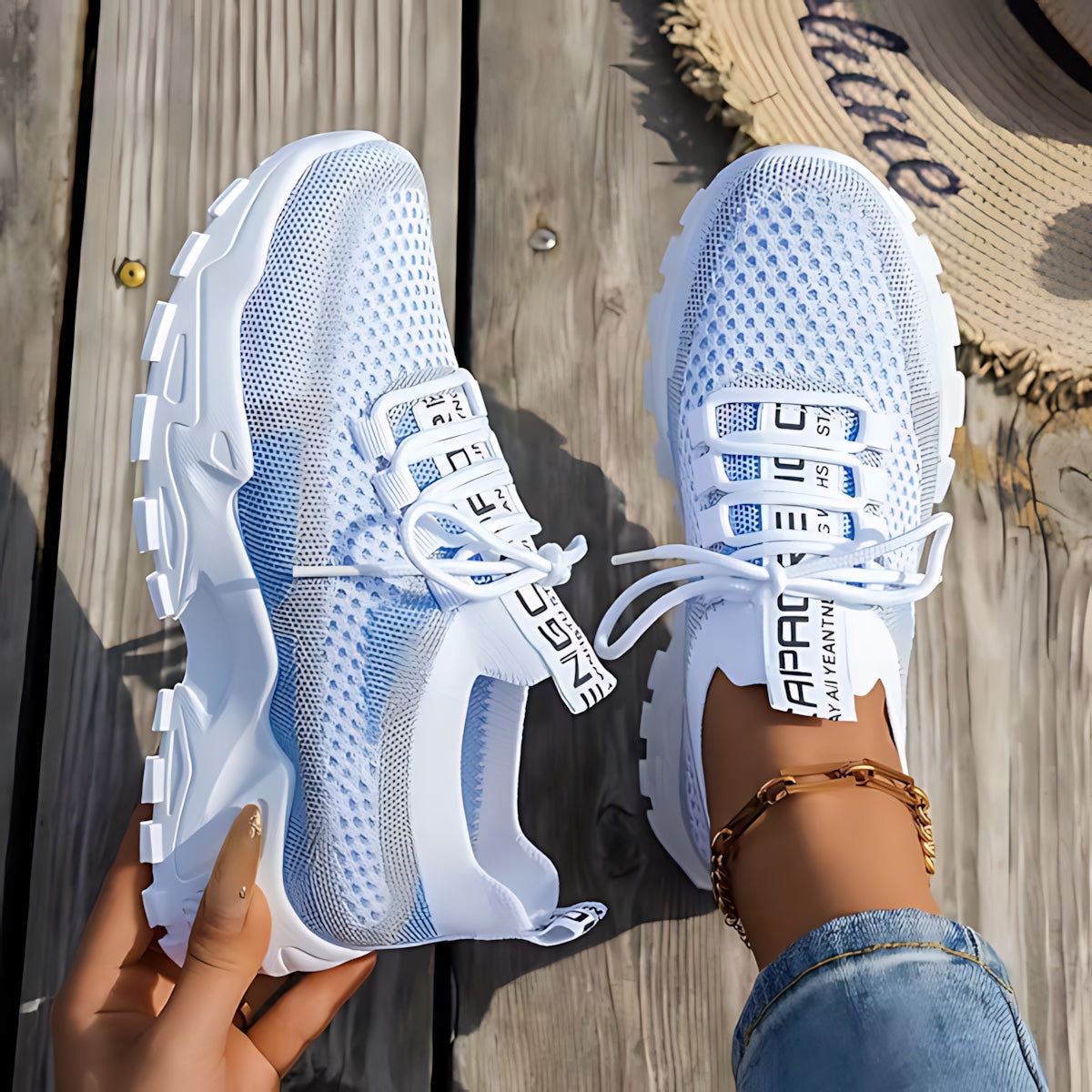 Ophelia – Mesh Panel Lace Up Chunky Platform Sneakers
