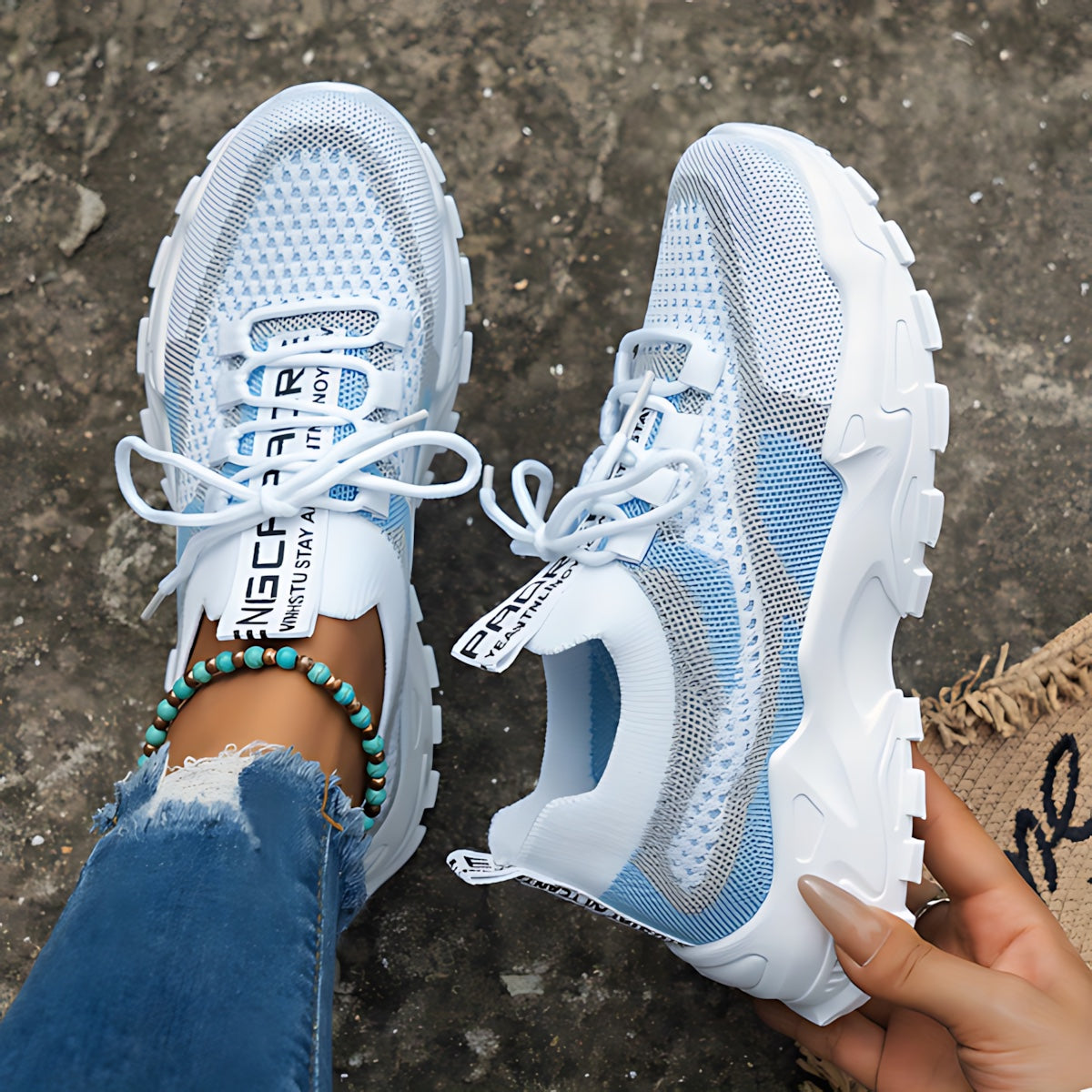Ophelia – Mesh Panel Lace Up Chunky Platform Sneakers