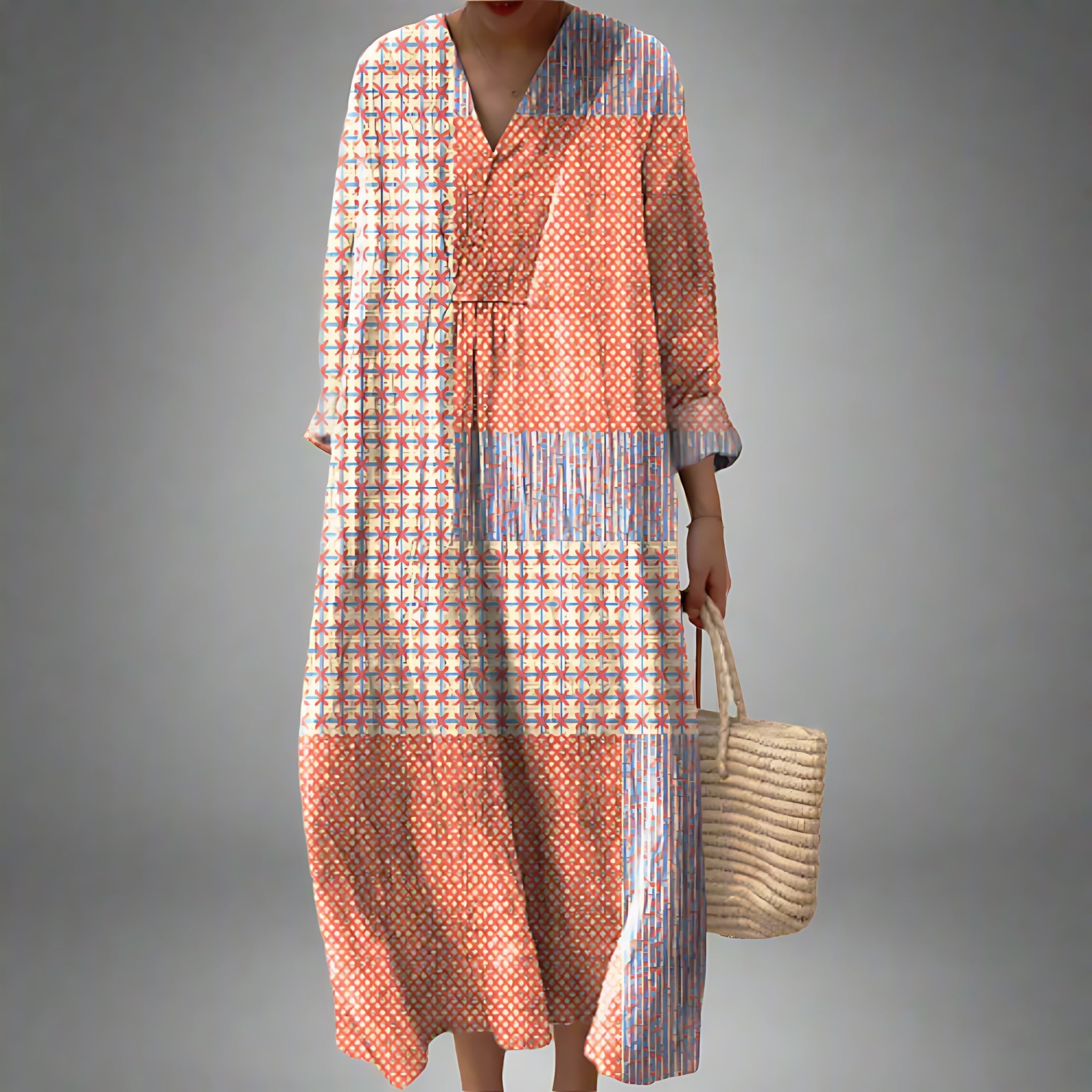 Paloma – Geometric Print Kaftan Maxi Dress