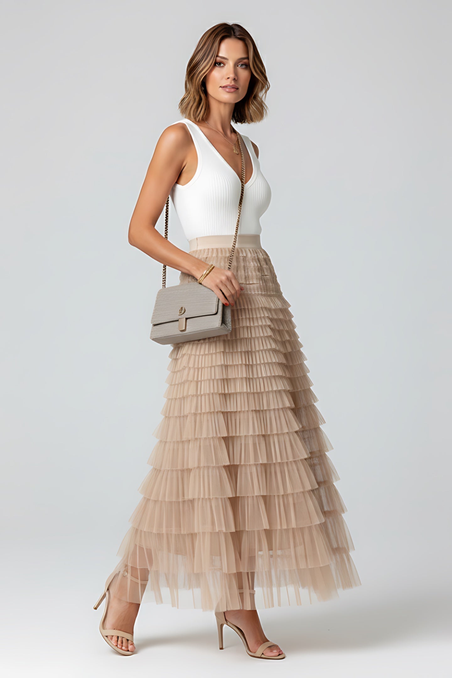Penelope – Tiered Tulle Midi Skirt