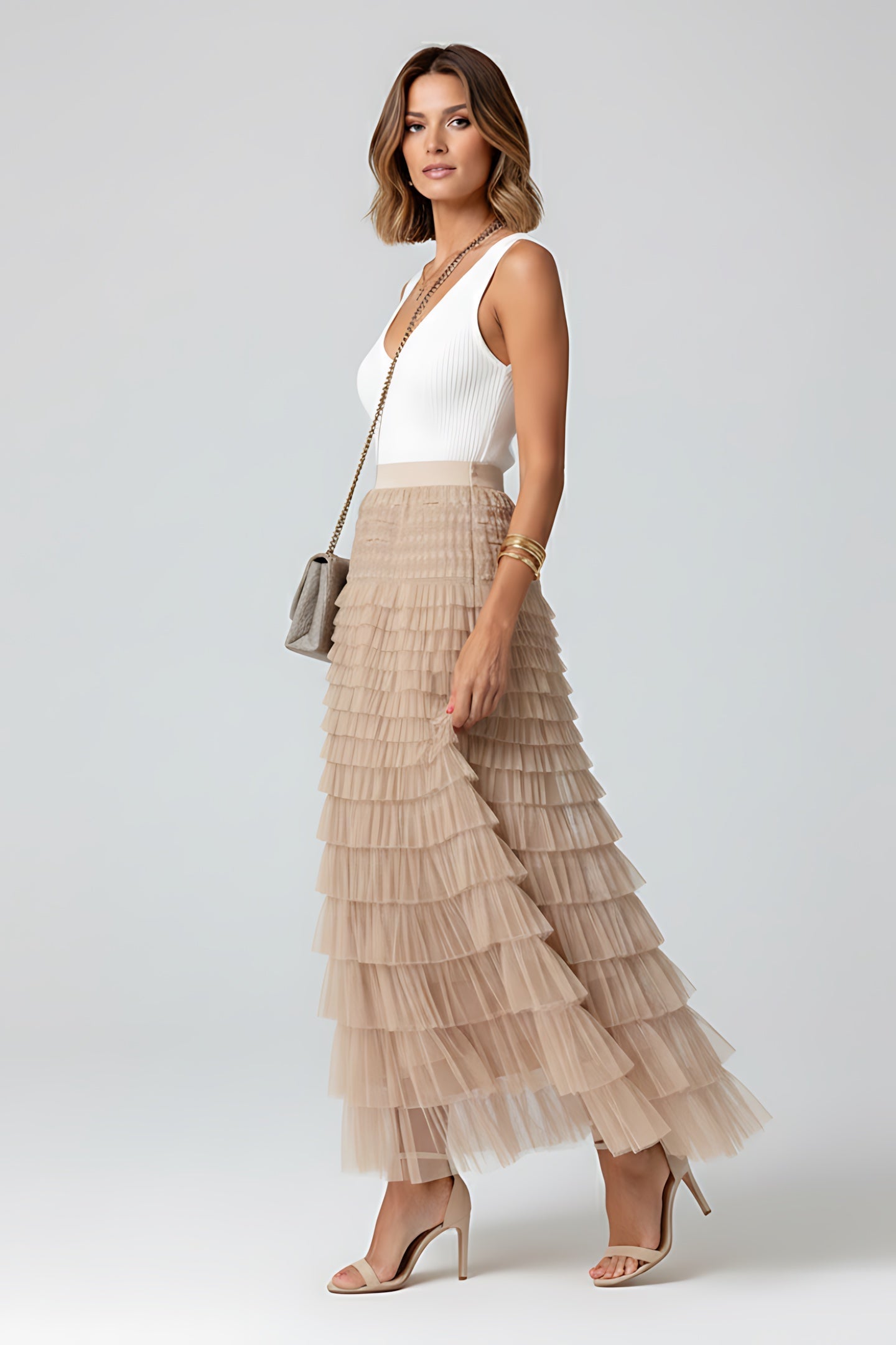 Penelope – Tiered Tulle Midi Skirt