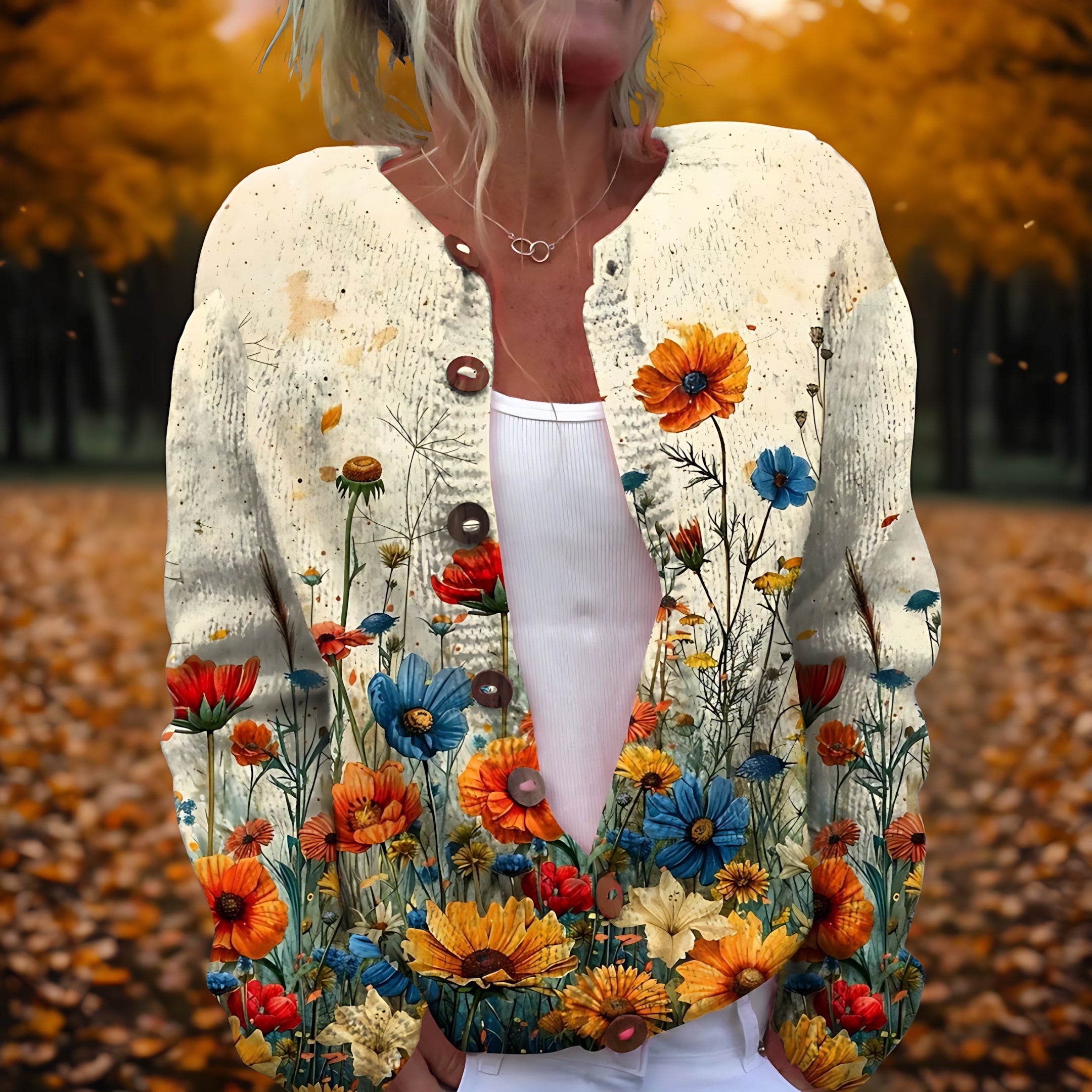 Penelope – Wildflower Print Fuzzy Knit Cardigan