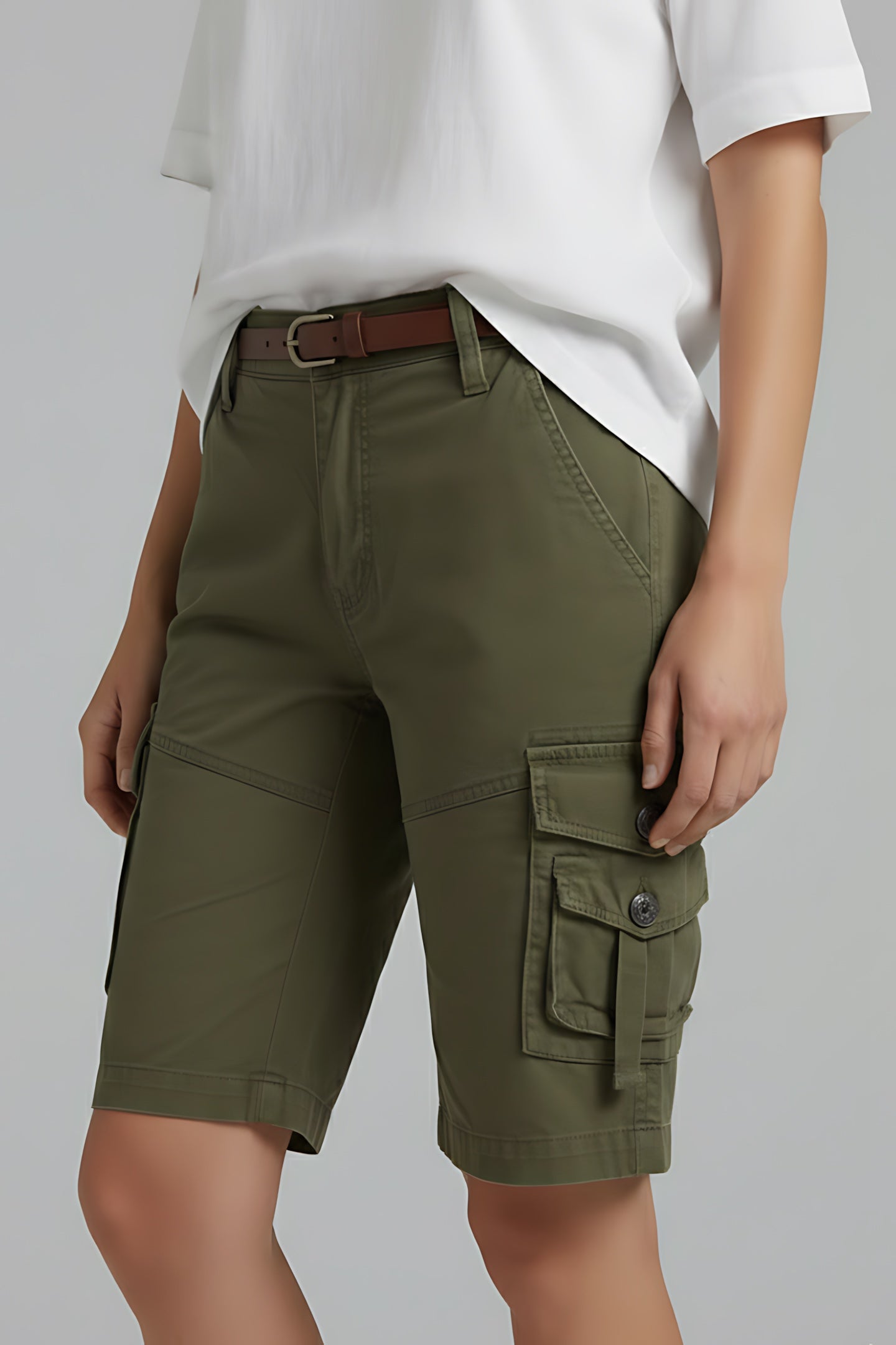 Peyton – High Waist Bermuda Cargo Shorts
