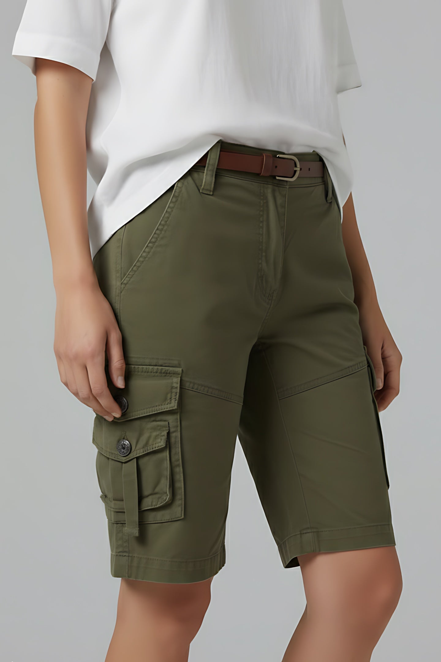 Peyton – High Waist Bermuda Cargo Shorts