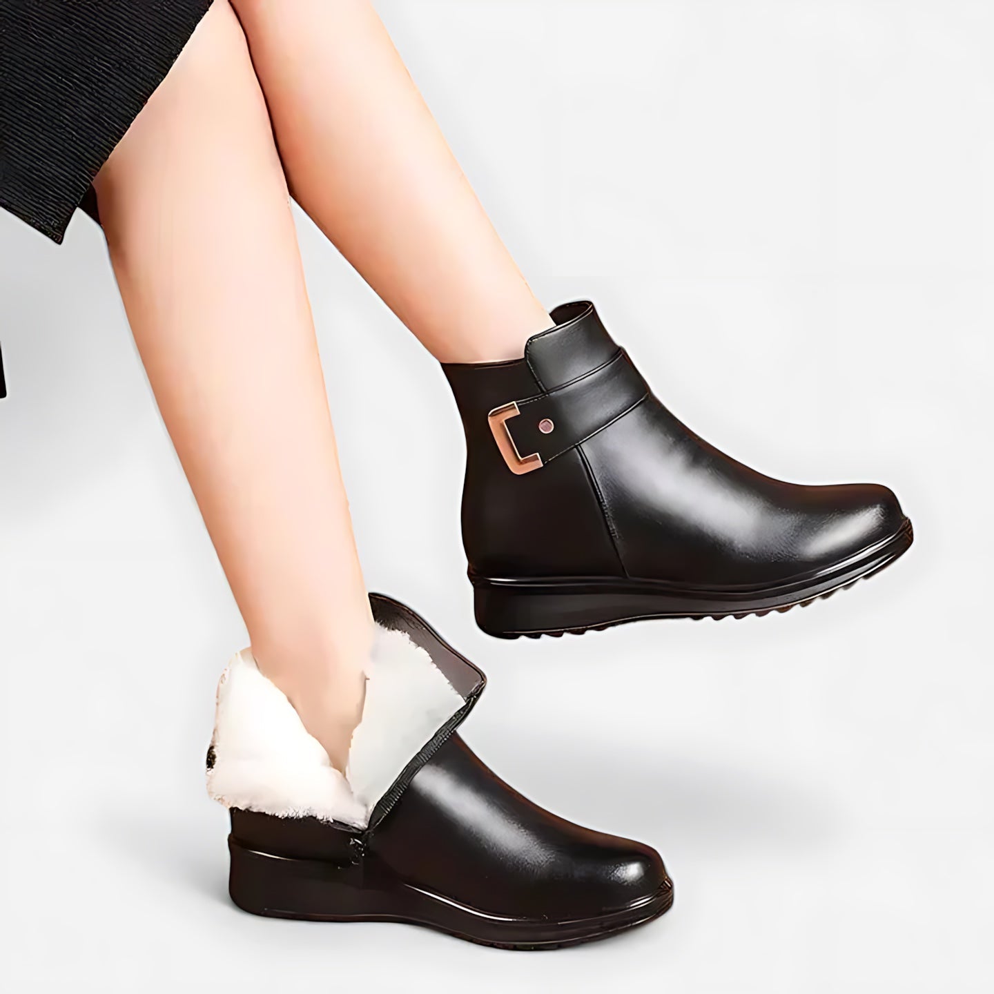 Peyton – Leather Faux Fur Lined Ankle Boots
