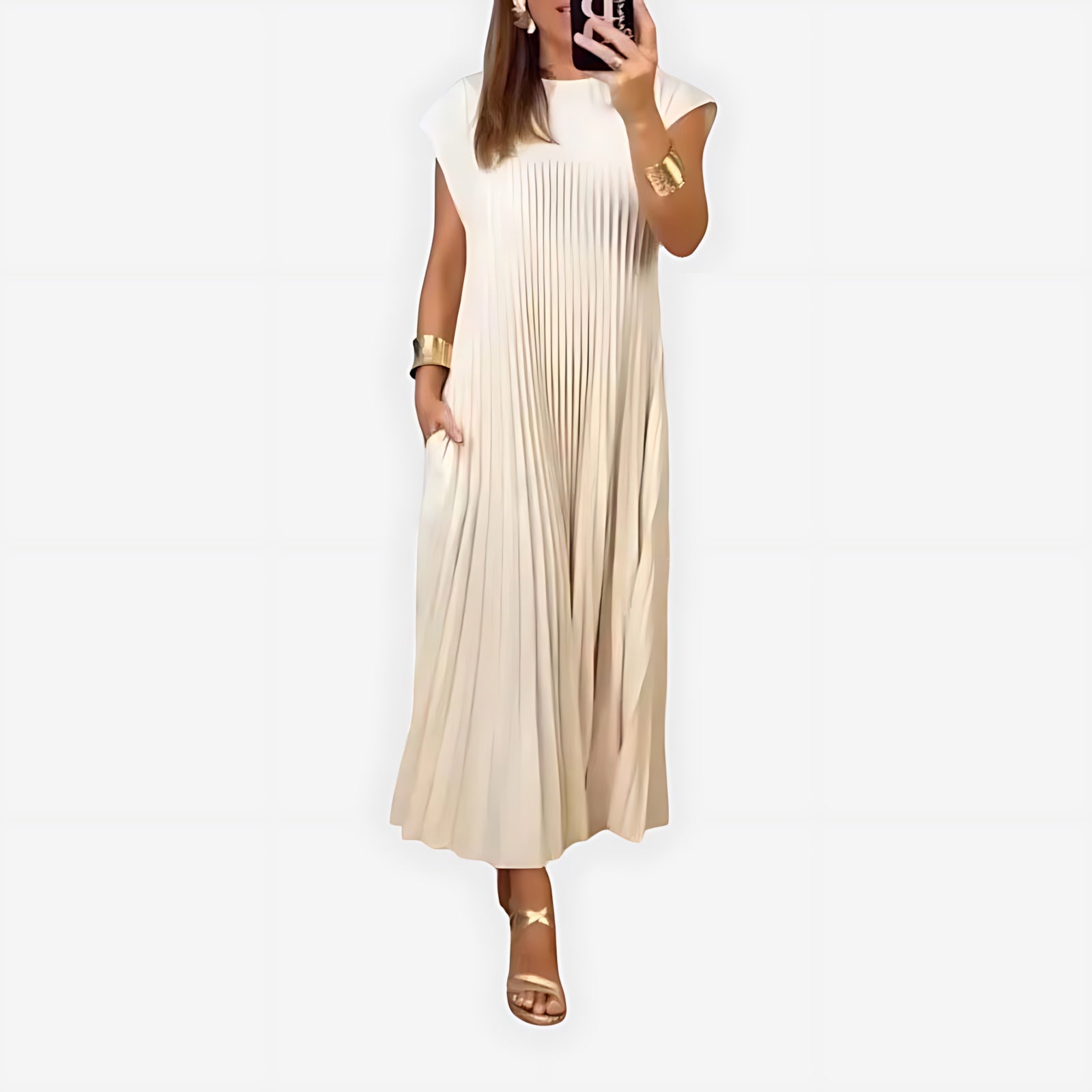 Peyton – Pleated Cap Sleeve Summer Maxi Dress