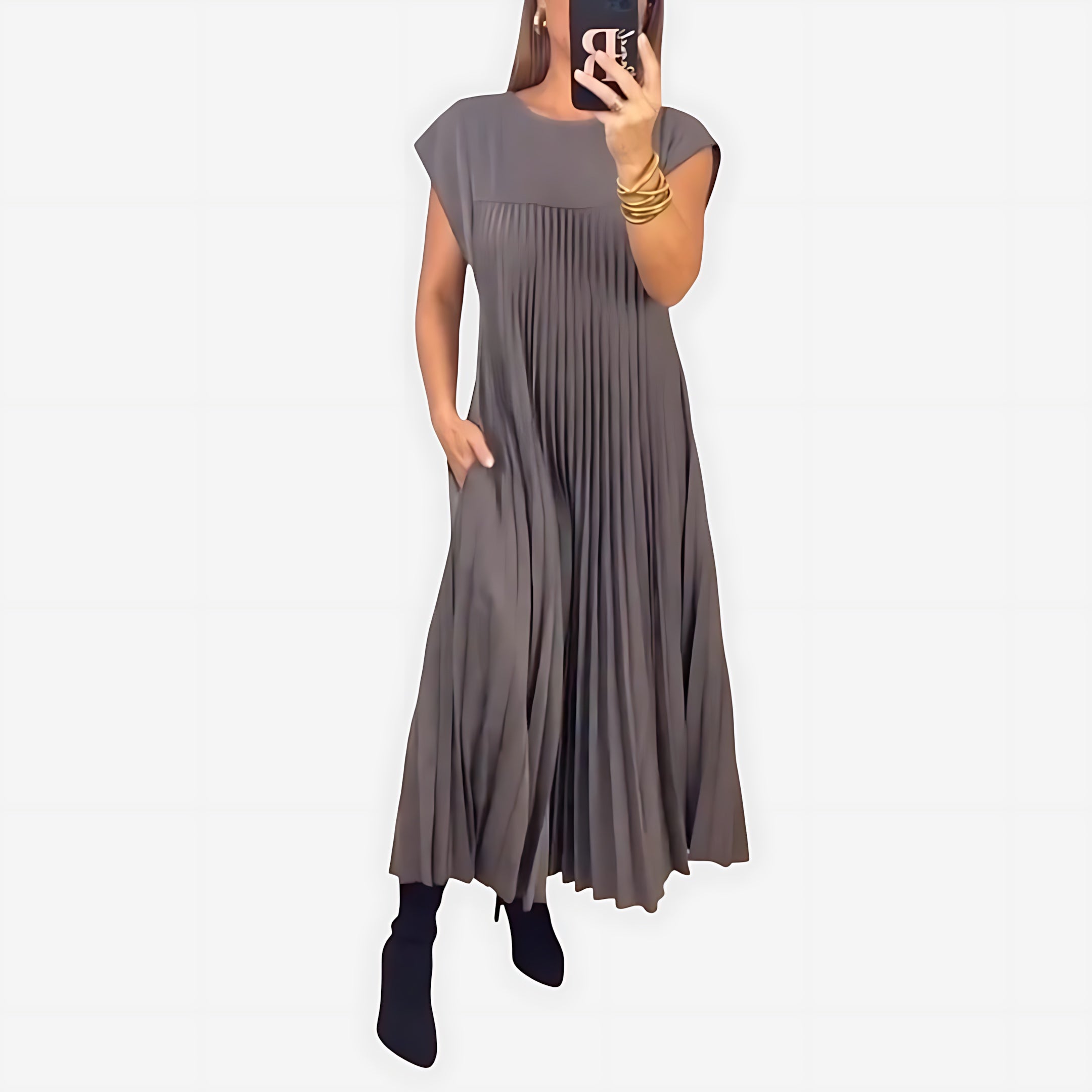 Peyton – Pleated Cap Sleeve Summer Maxi Dress