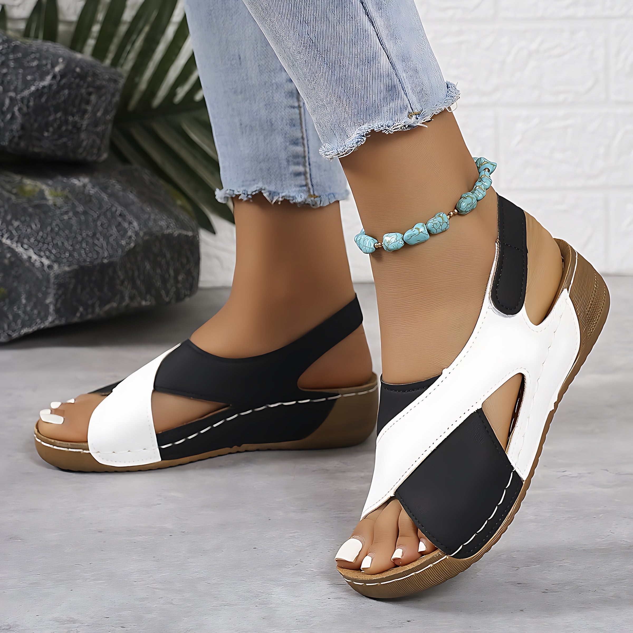 Phoebe – Cross Strap Slingback Wedge Sandals