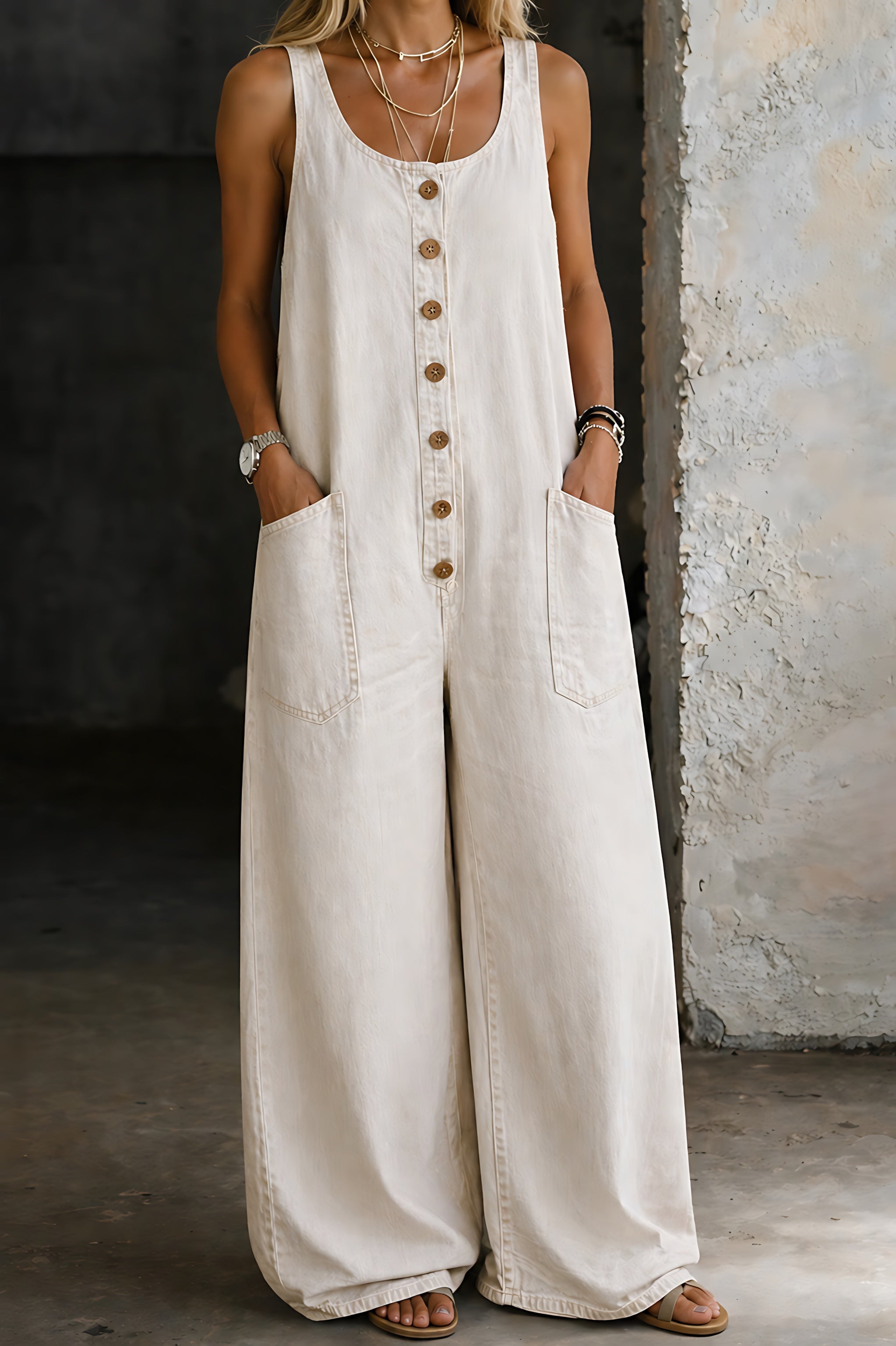 Priscilla – Denim Wide Leg Overalls