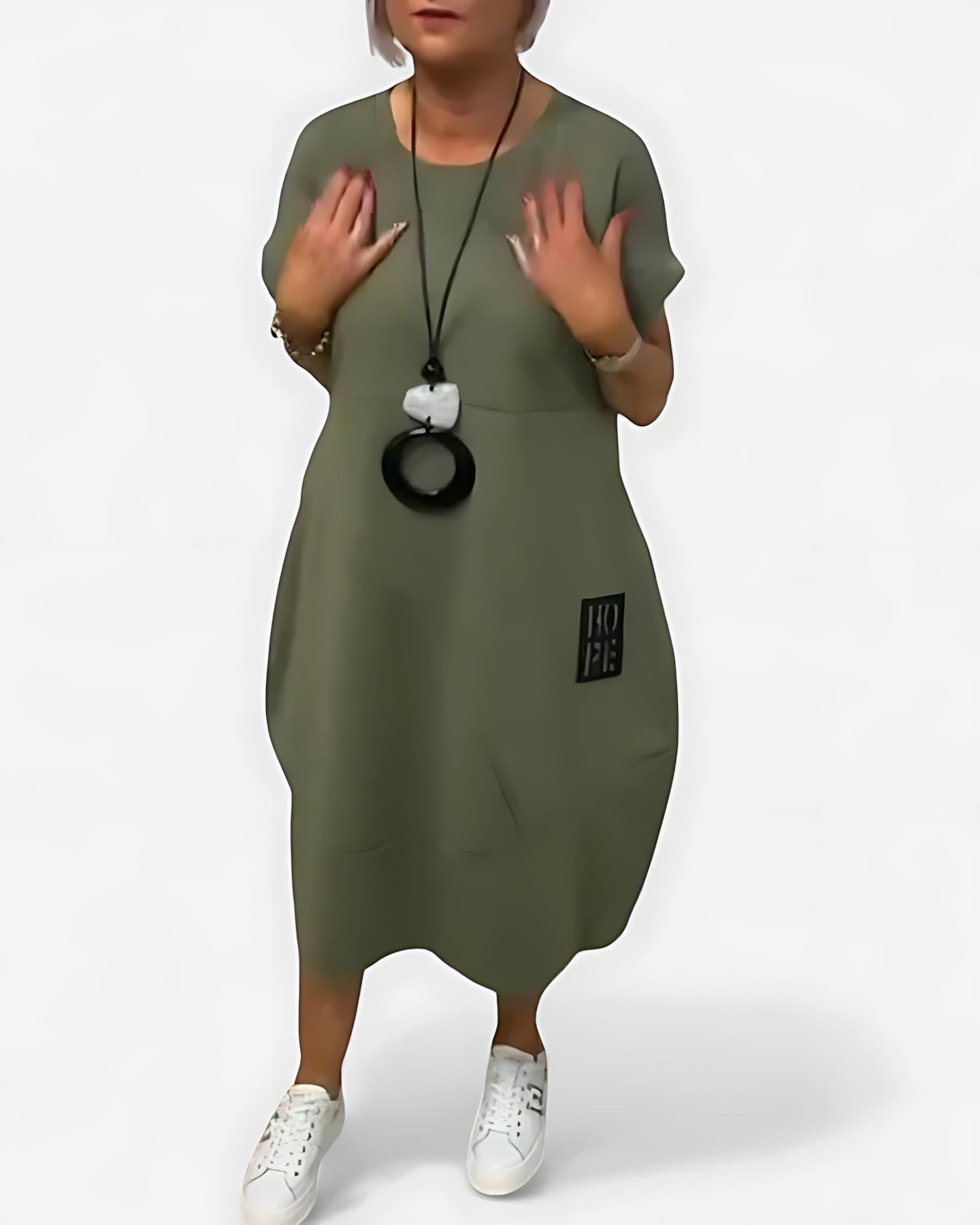 Priscilla – Oversized Cocoon Batwing Sleeve Midi Dress