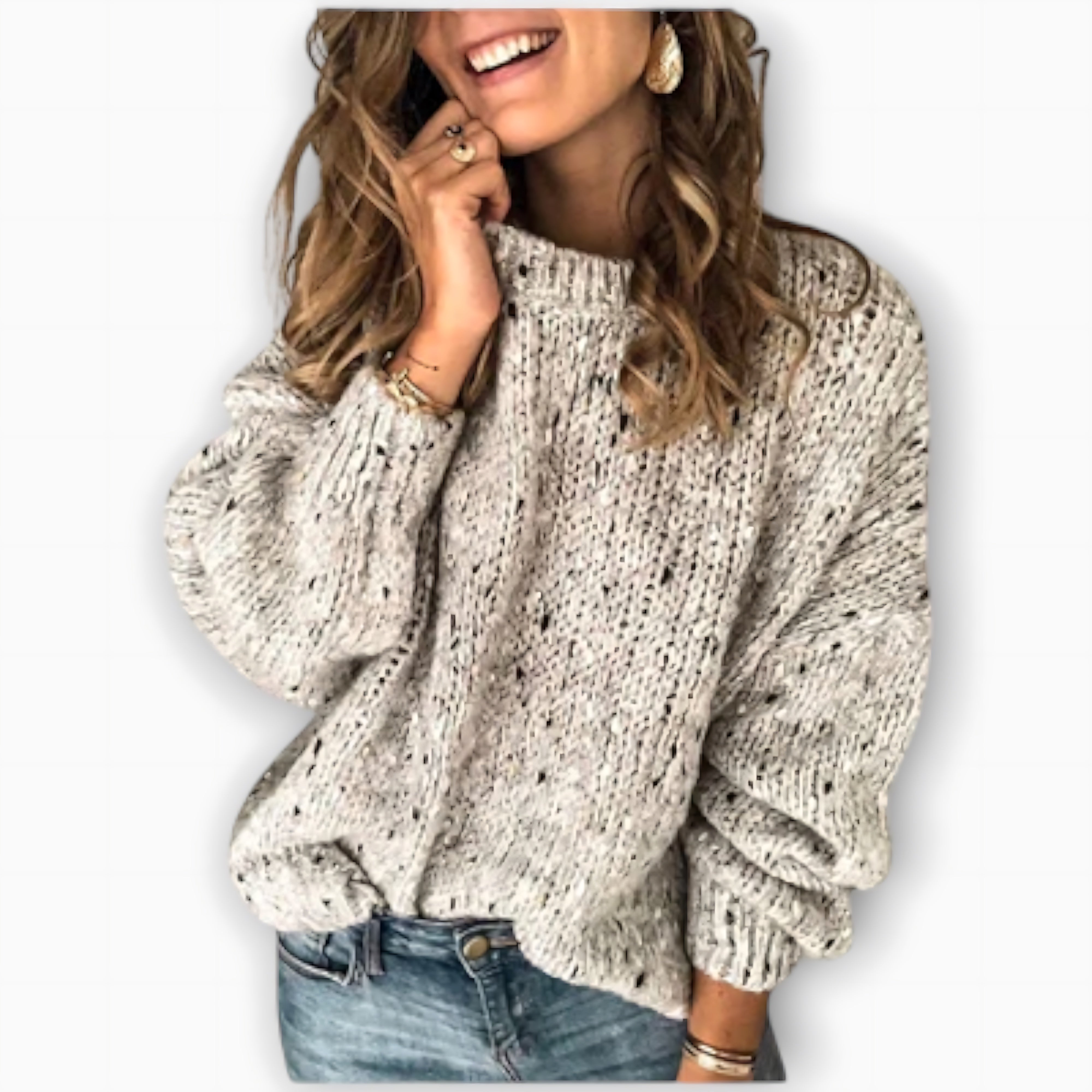 Quinn – Chunky Knit Mock Neck Sweater
