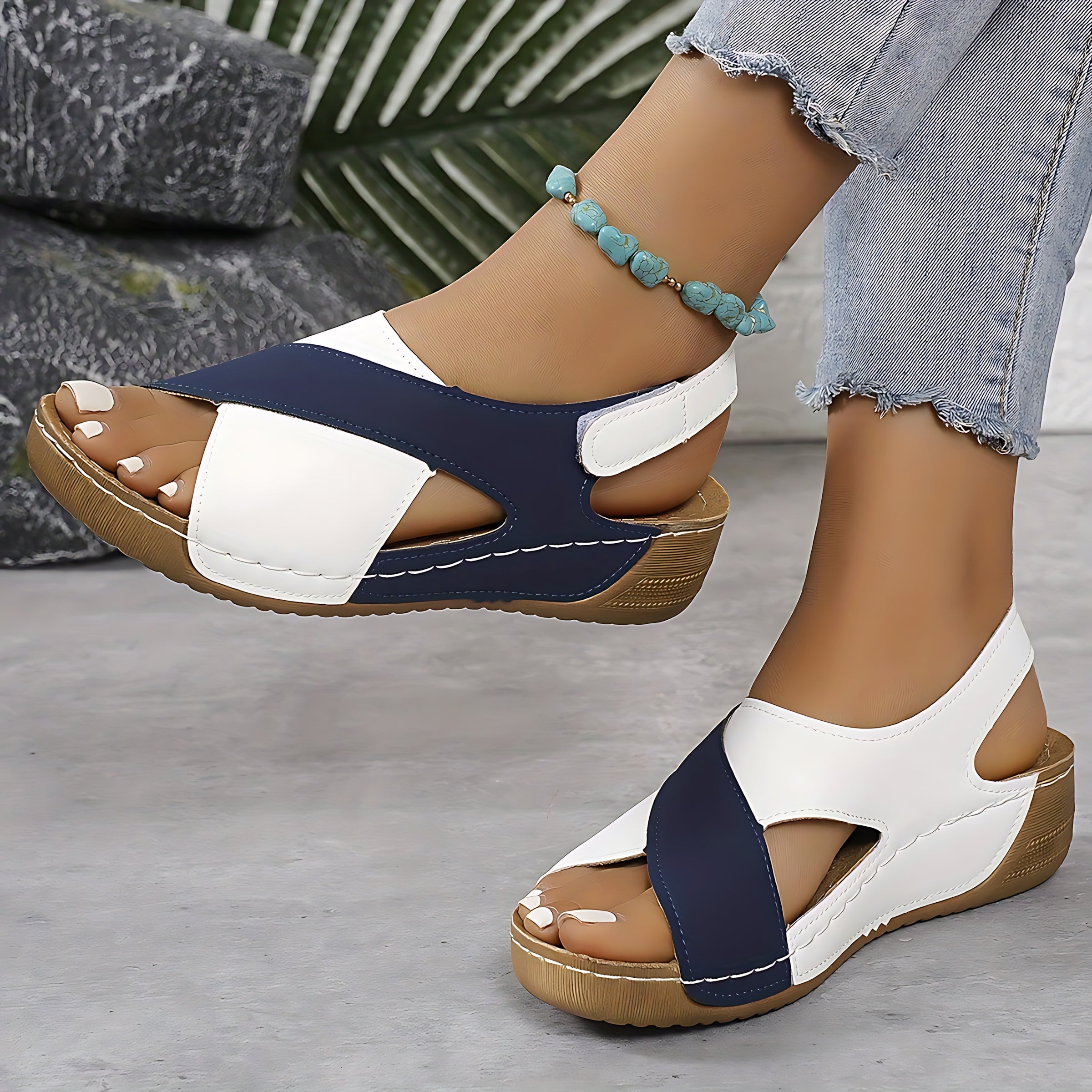 Quinn – Crisscross Ankle Strap Low Wedge Sandals