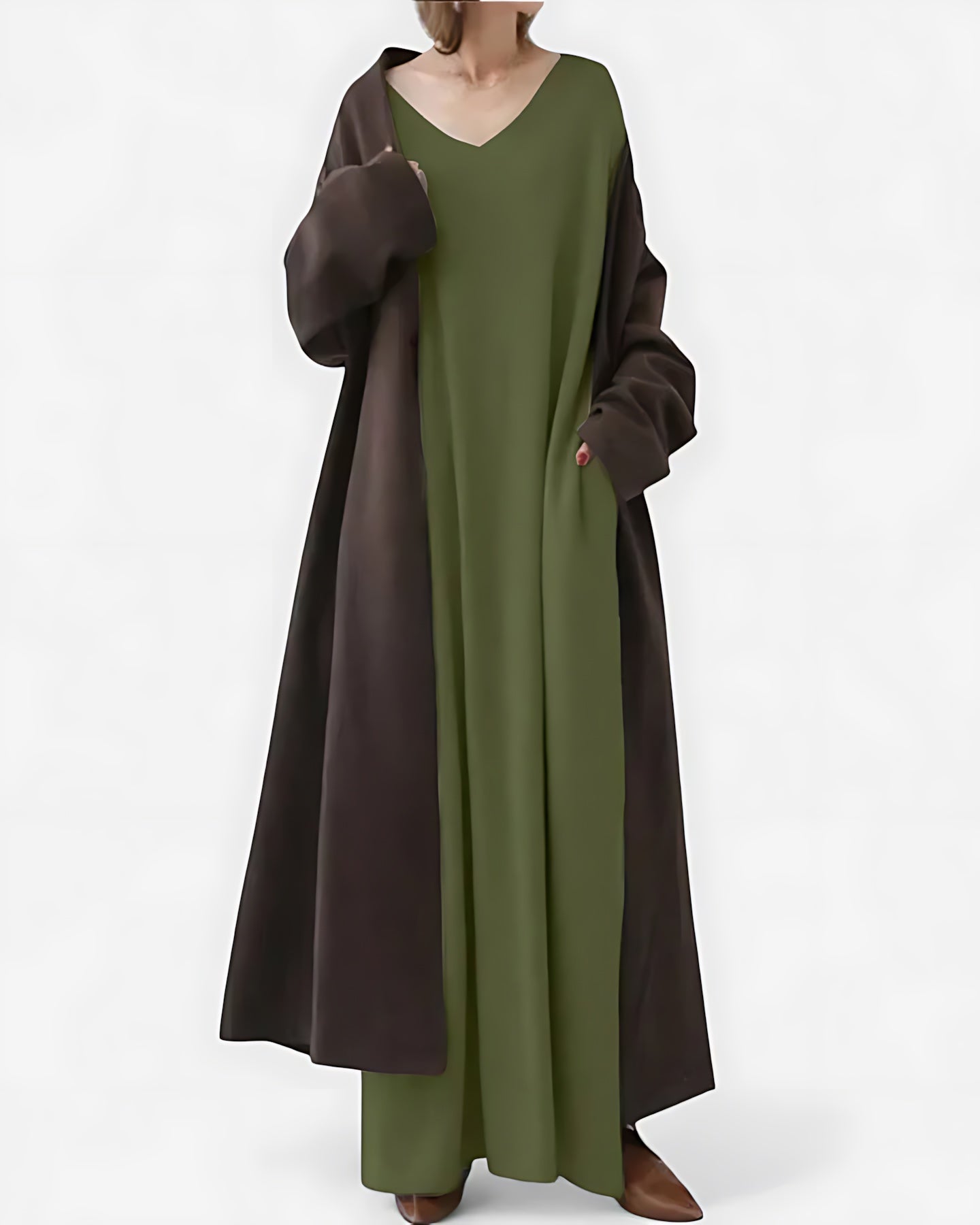 Reagen – Oversized V Neck Kaftan Maxi Dress