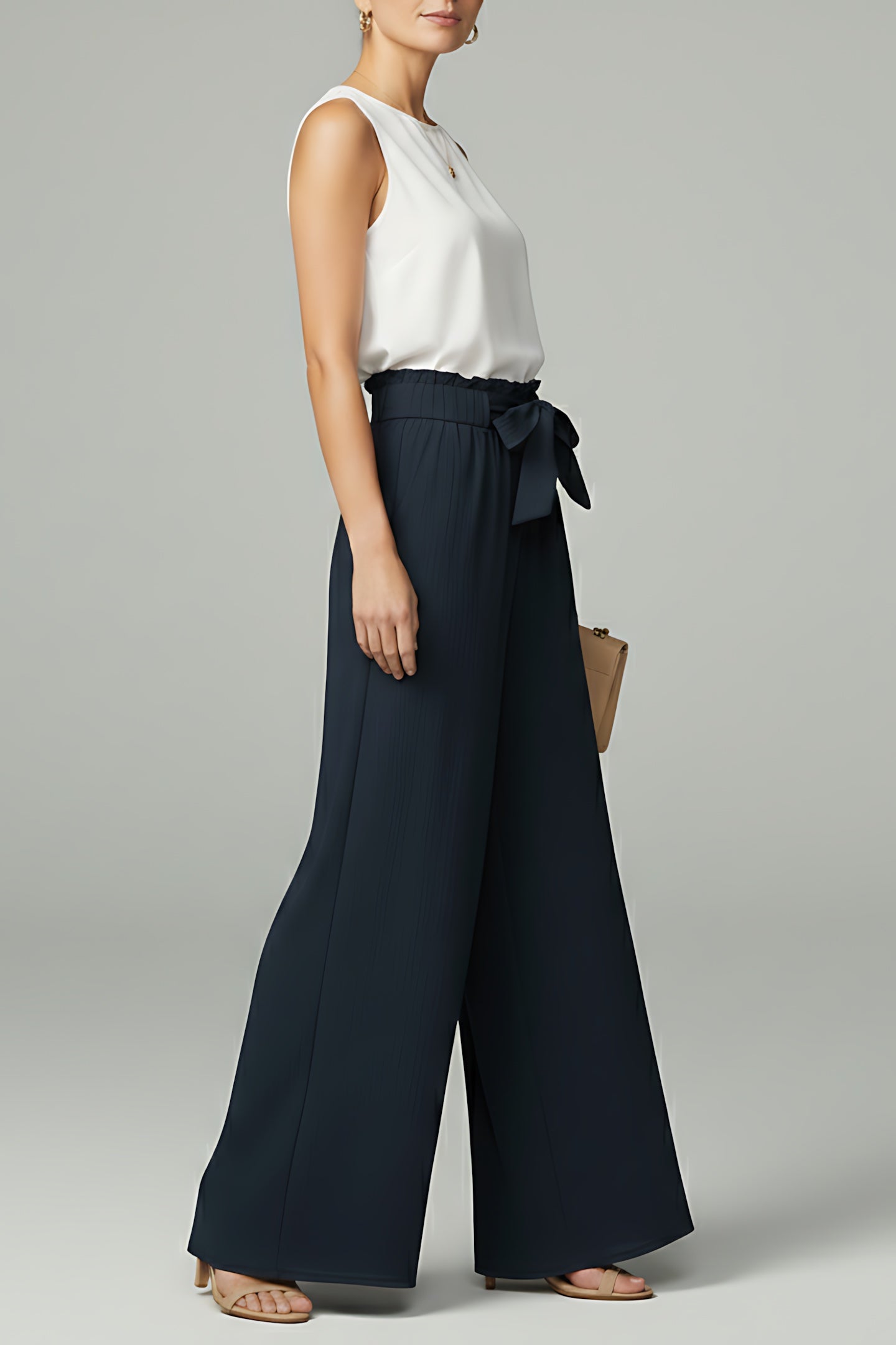 Reagen – Paperbag Waist Wide Leg Palazzo Pants