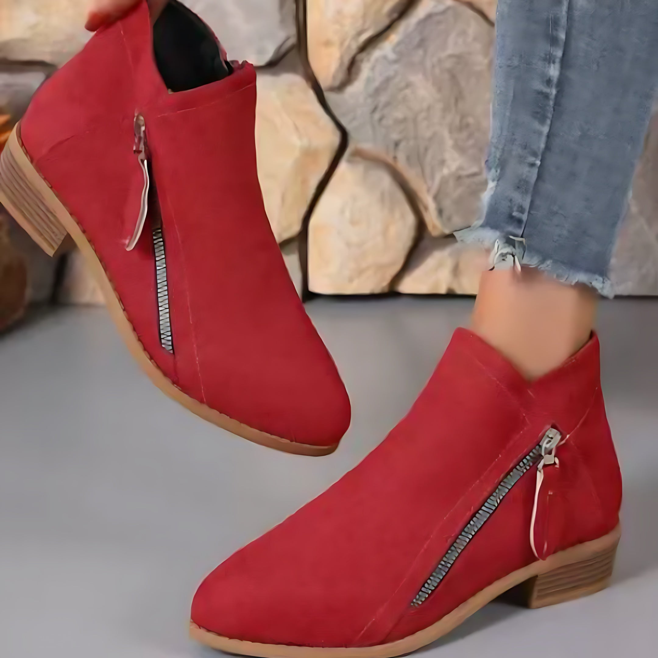 Reagen – Suede Pointed Toe Side Zip Ankle Boots