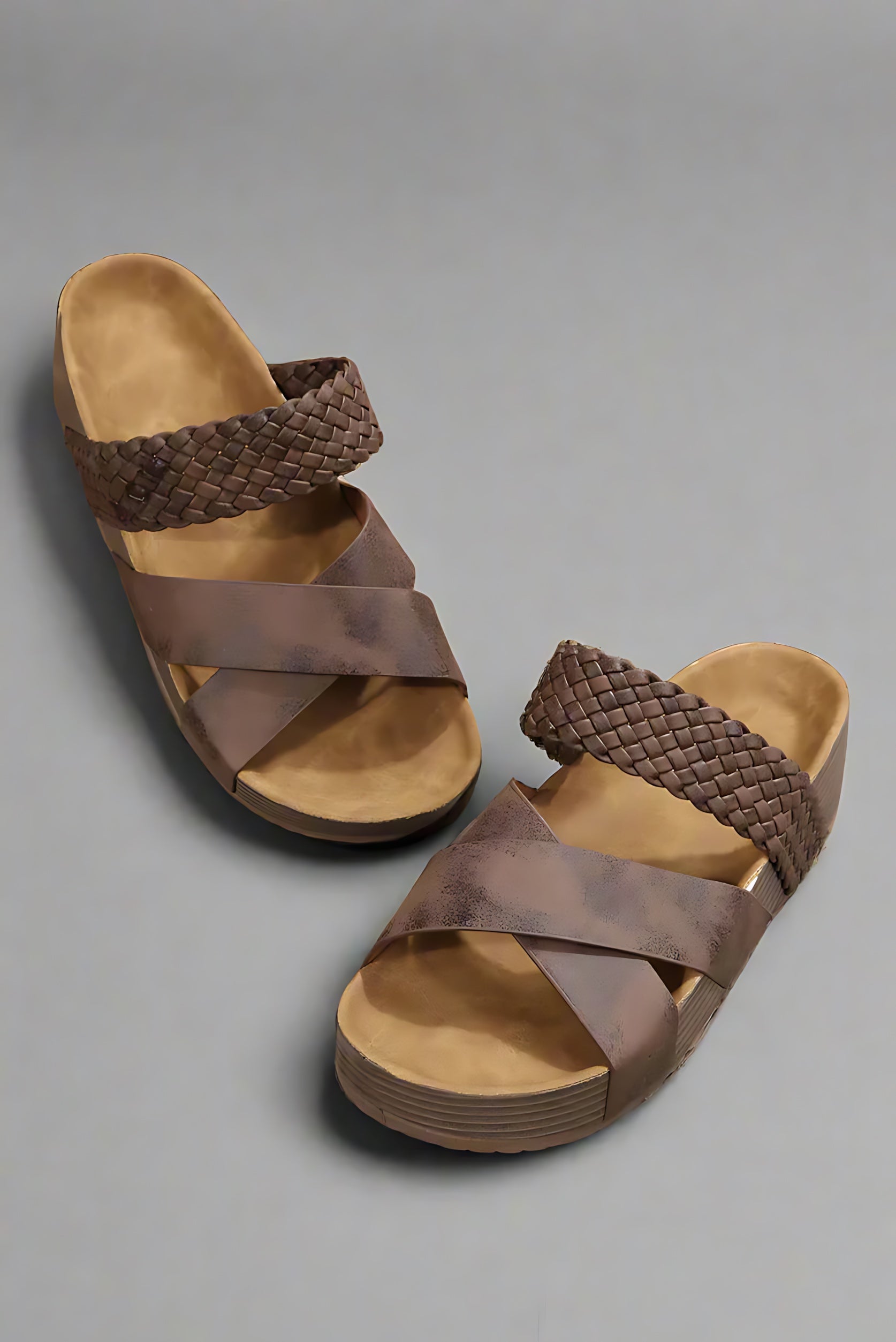 Rebecca – Woven Strappy Low Wedge Sandals