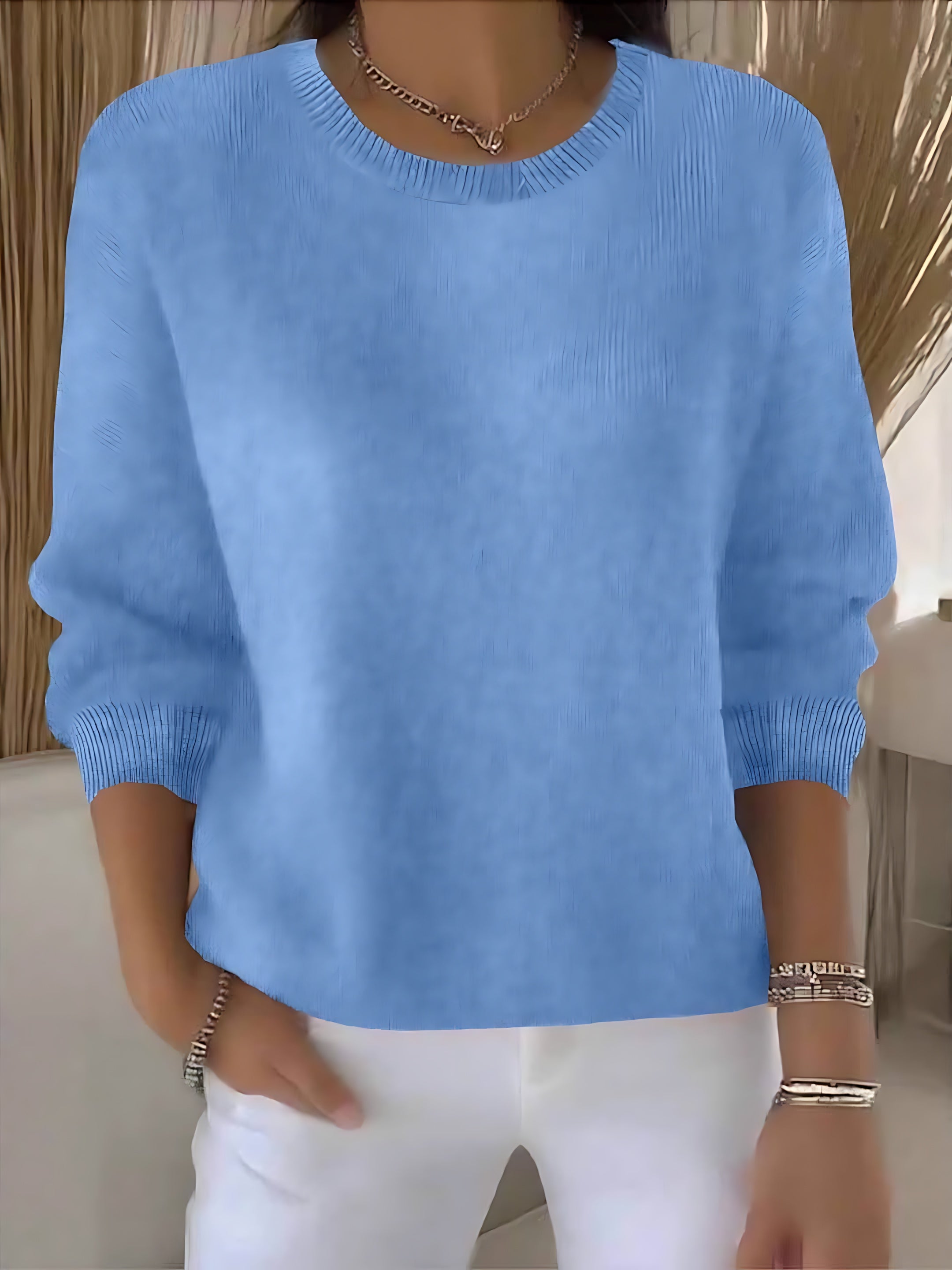 Renata – Crew Neck Drop Shoulder Knit Sweater