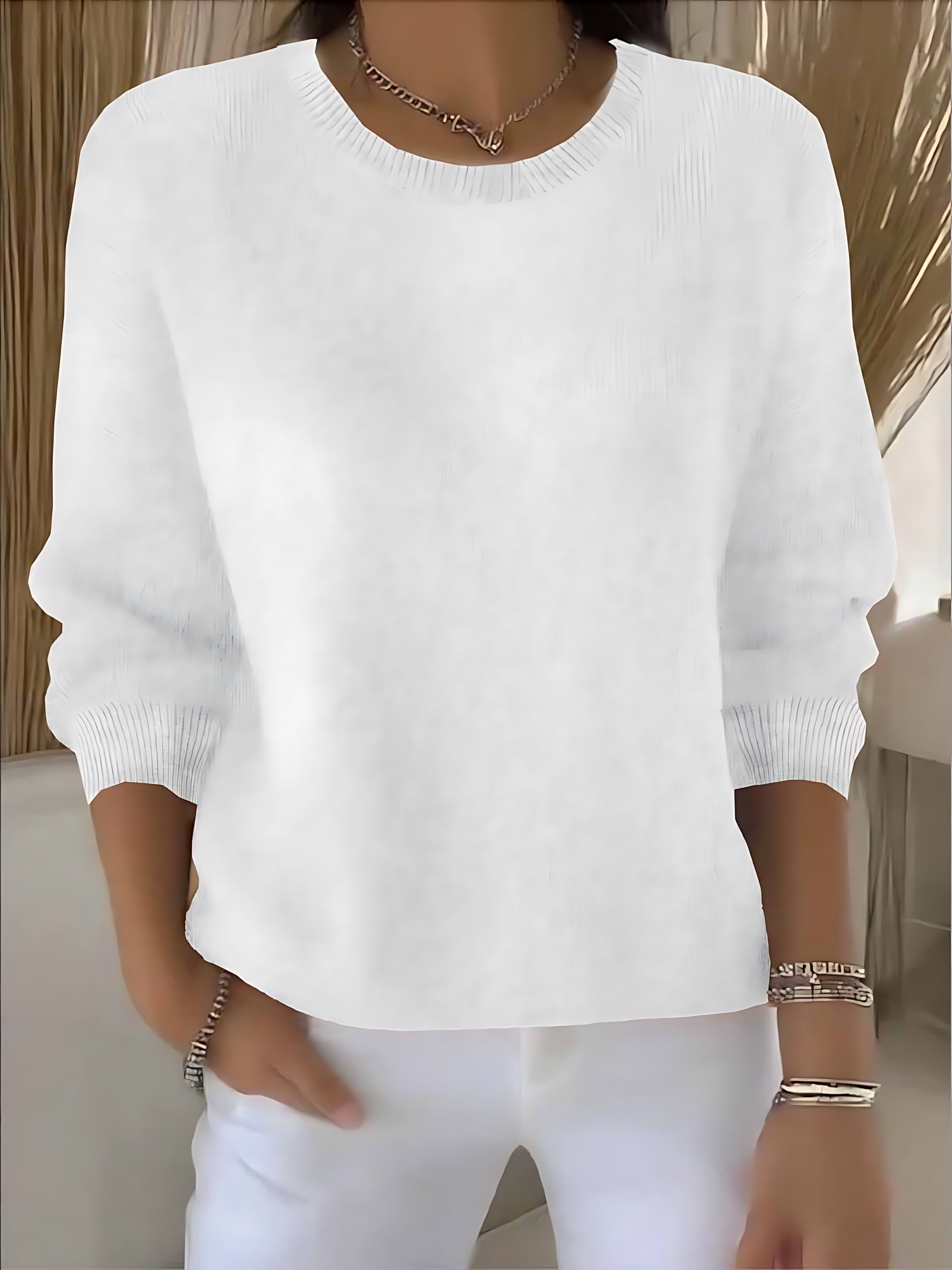 Renata – Crew Neck Drop Shoulder Knit Sweater
