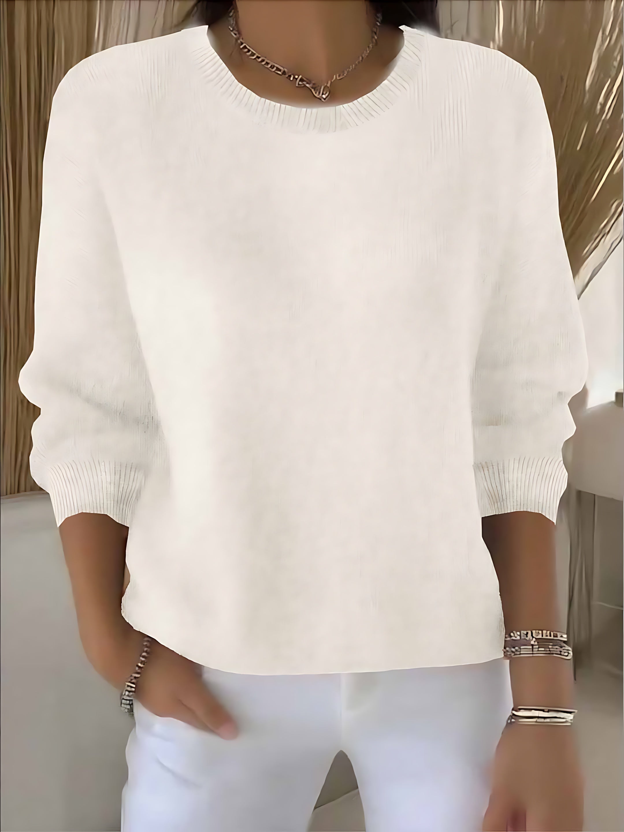 Renata – Crew Neck Drop Shoulder Knit Sweater
