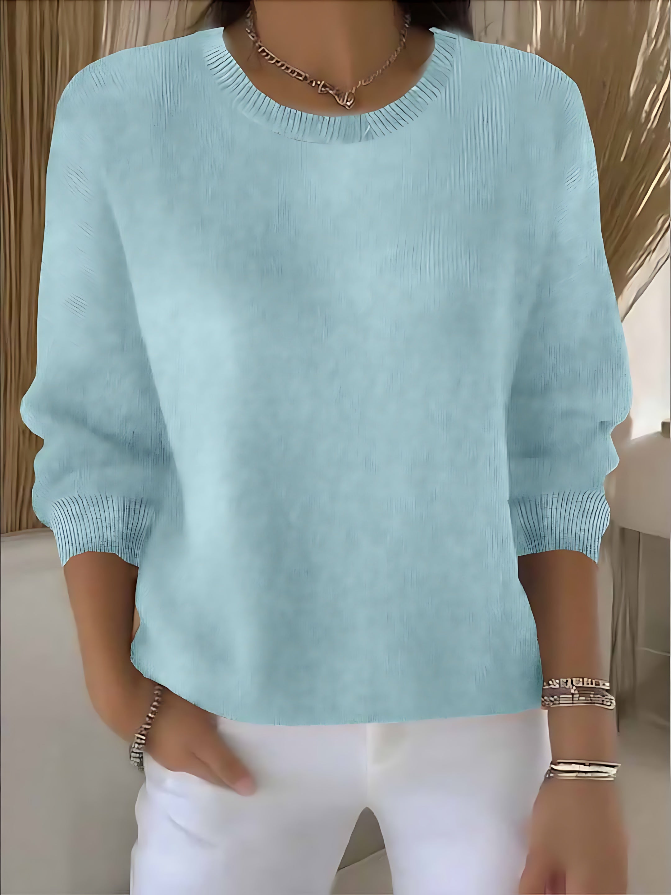 Renata – Crew Neck Drop Shoulder Knit Sweater