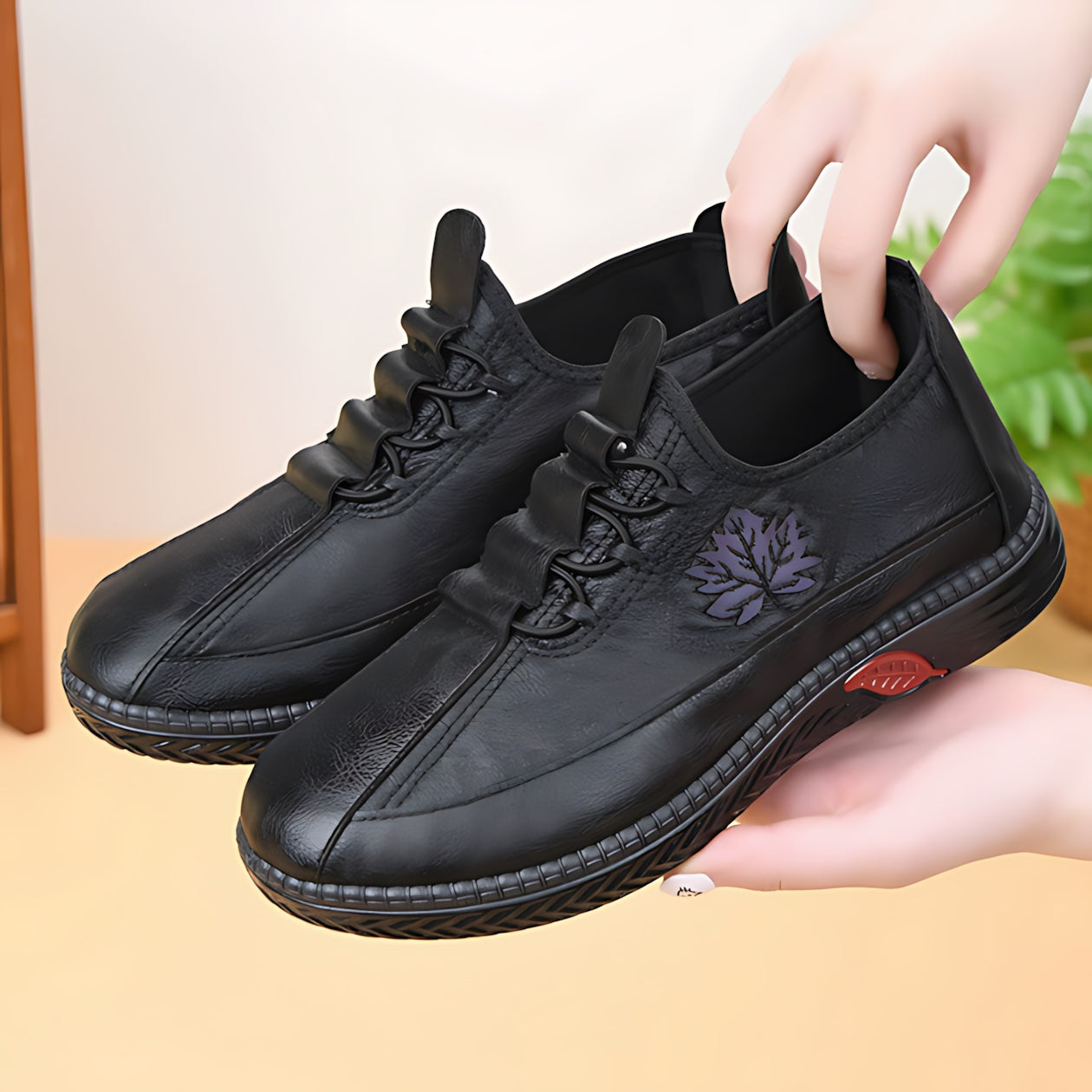 Renata – Embroidered Lace Up Walking Shoes