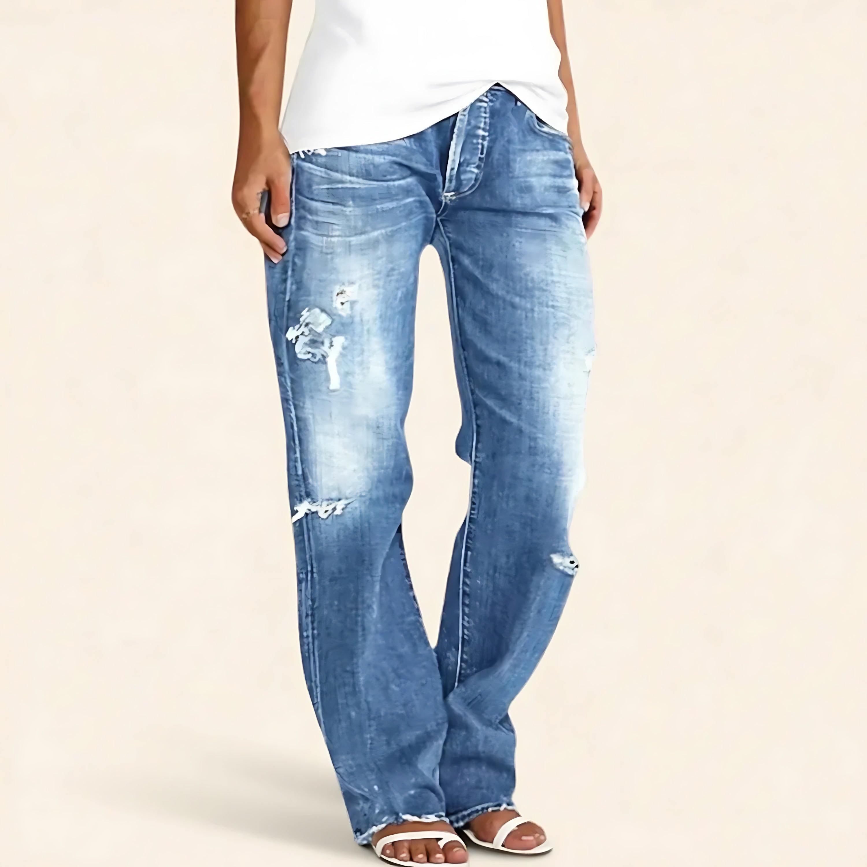 Renata – Ripped High Waist Straight Leg Jeans