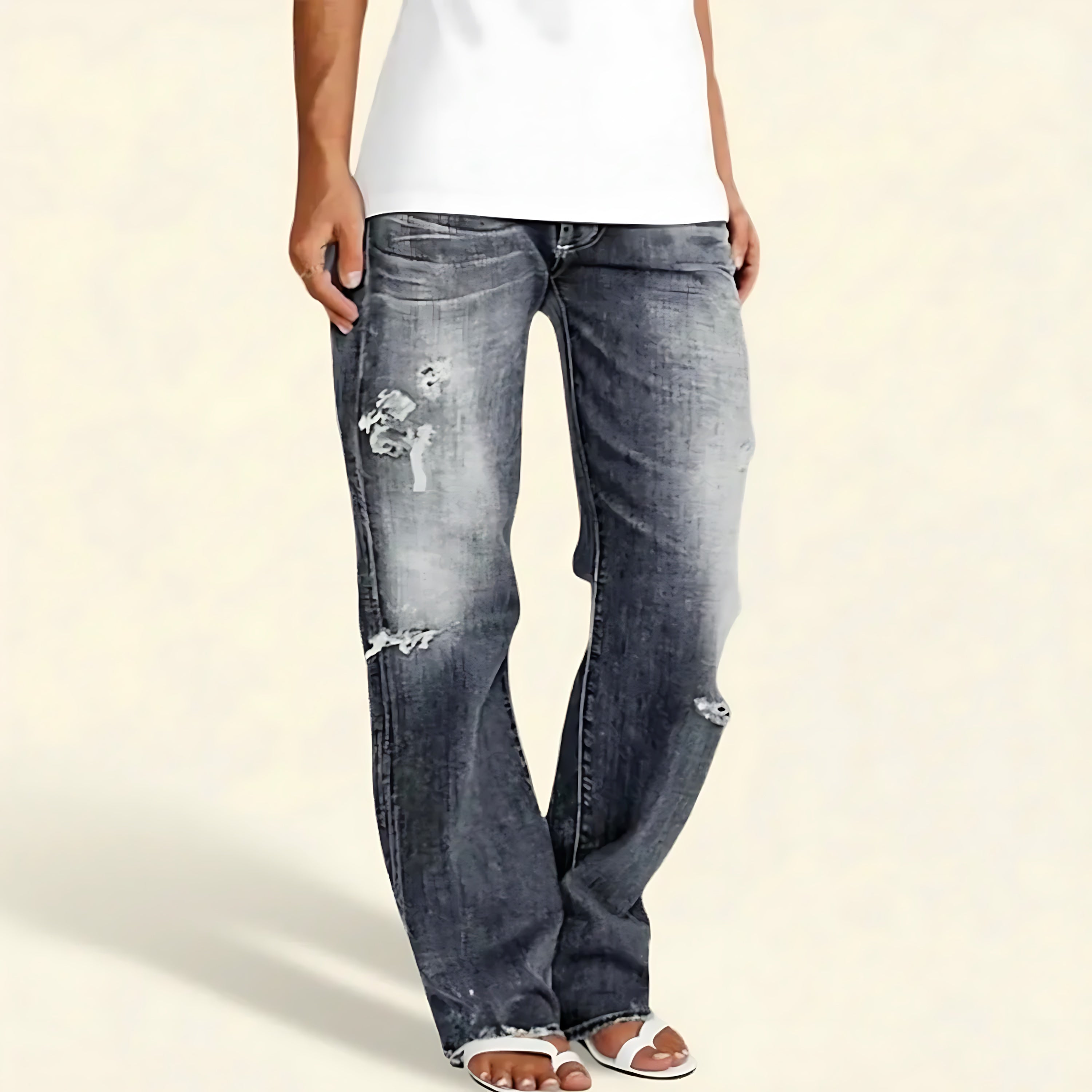 Renata – Ripped High Waist Straight Leg Jeans