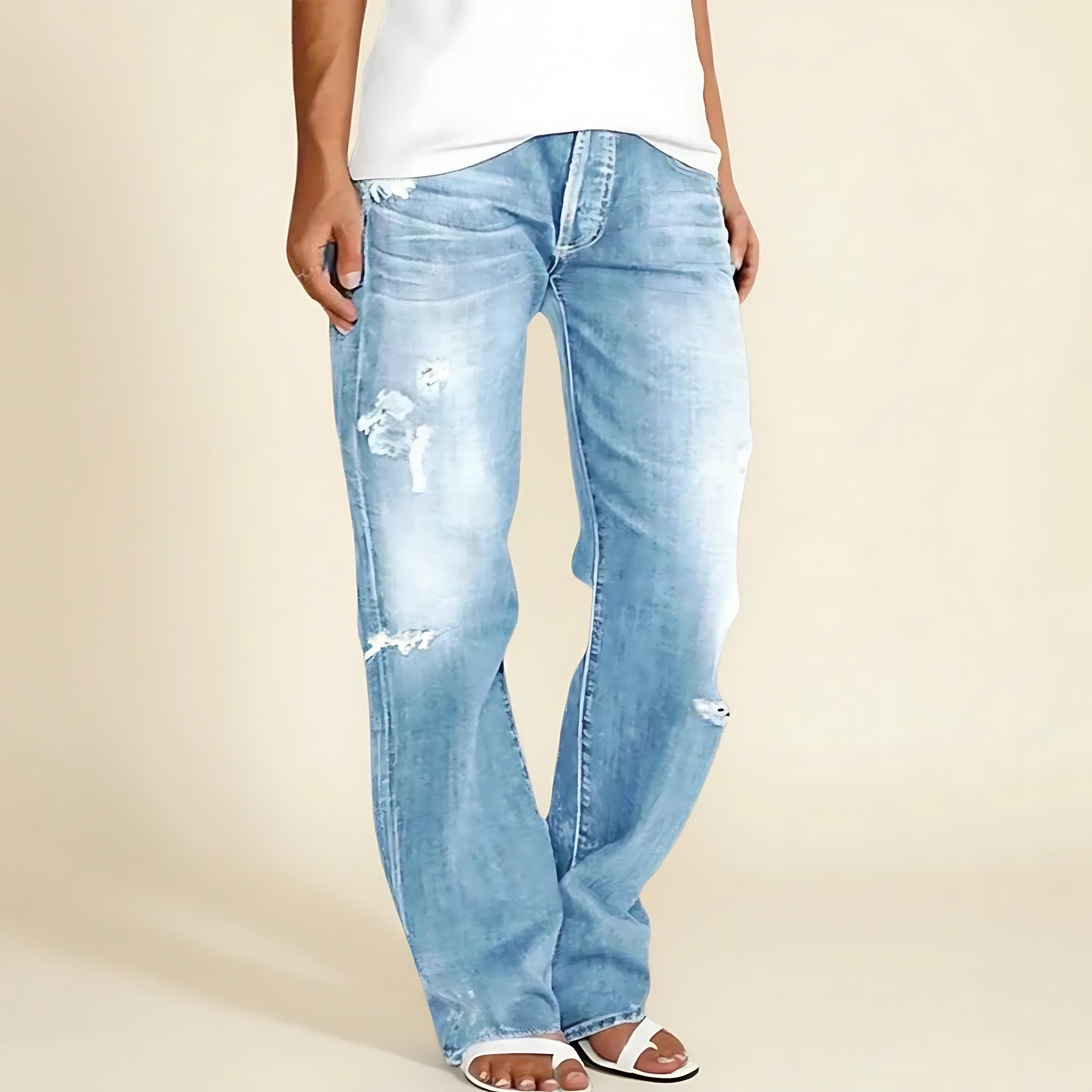 Renata – Ripped High Waist Straight Leg Jeans