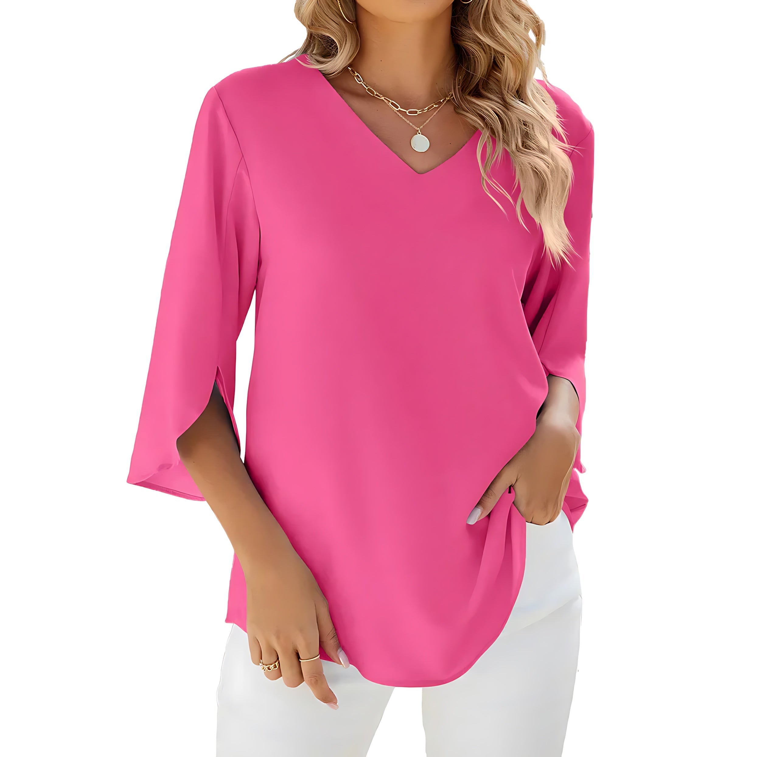 Renata – V Neck Long Sleeve Top