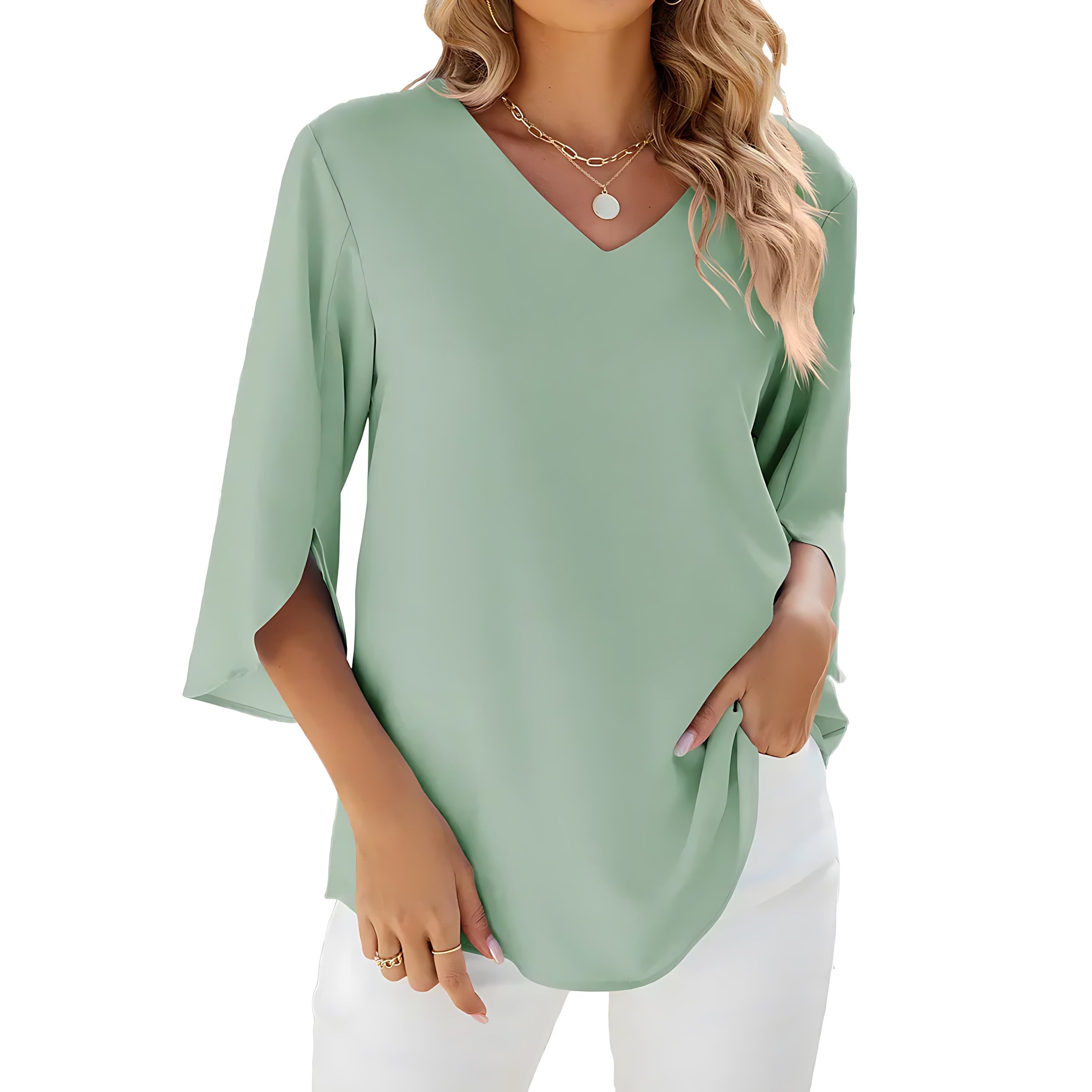 Renata – V Neck Long Sleeve Top