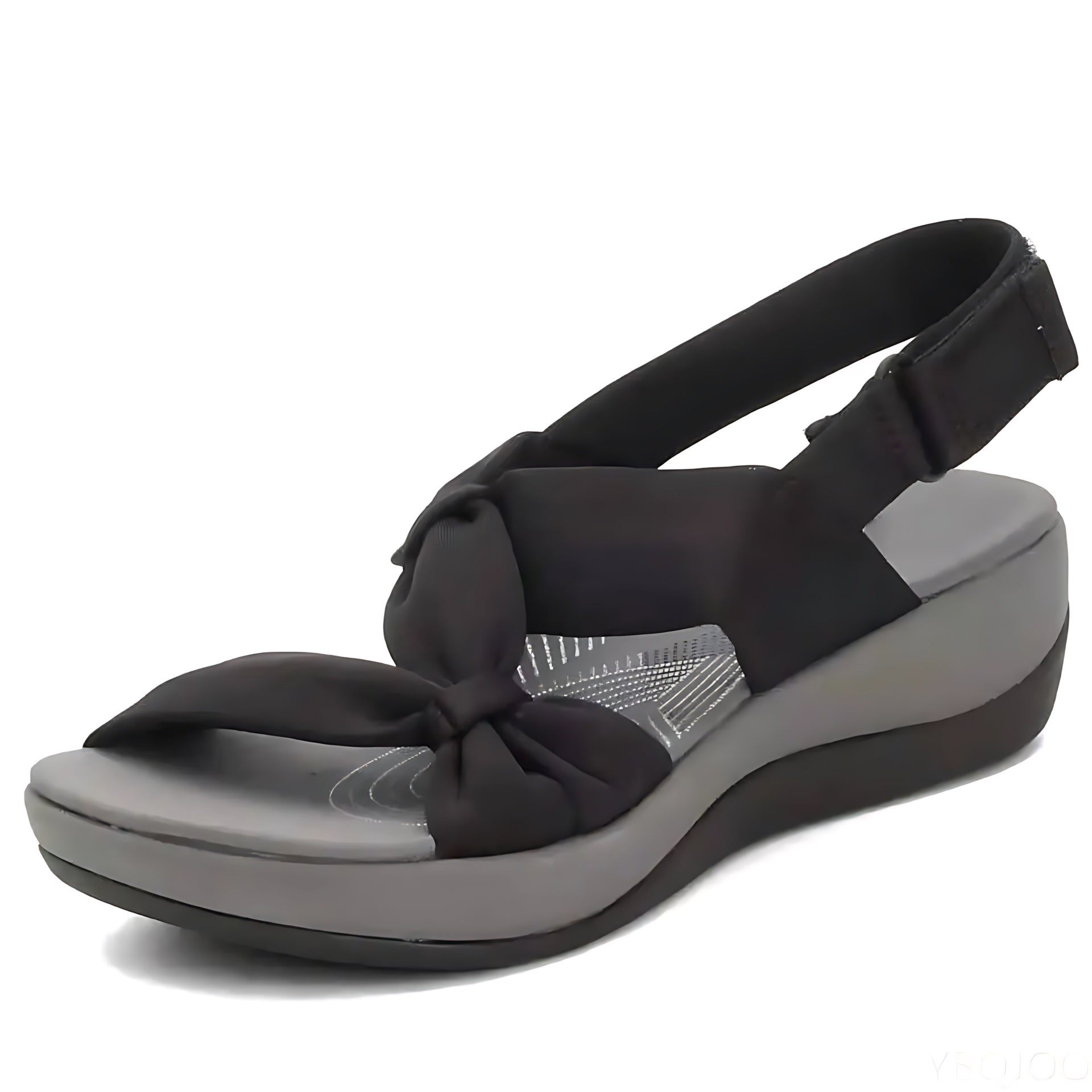 Riley – Bow Knot Slingback Low Wedge Sandals