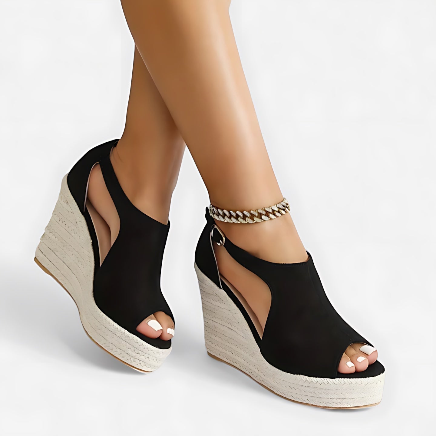 Riley – Peep Toe Platform Wedge Sandals