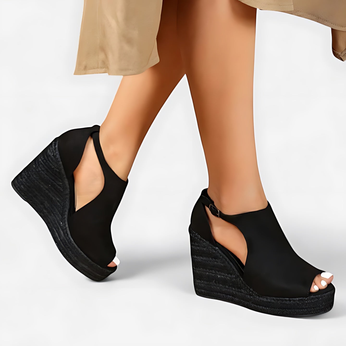 Riley – Peep Toe Platform Wedge Sandals