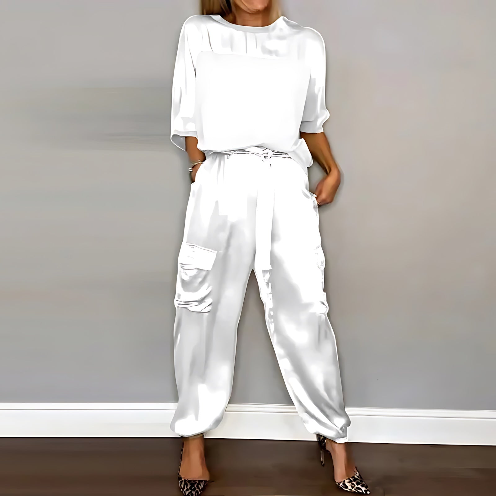 Riley – Satin Long Sleeve Top And Jogger Pants Set