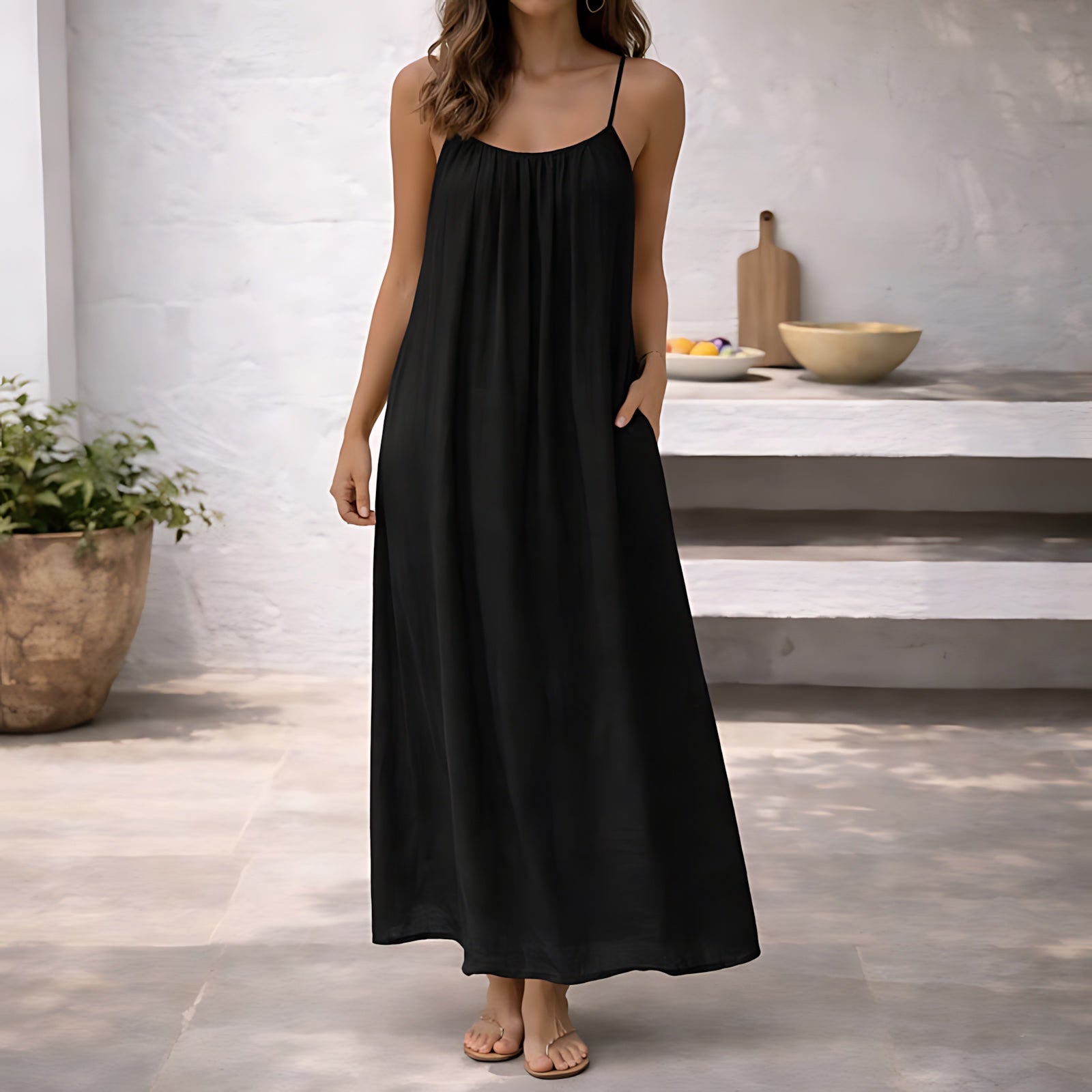 Riley – Scoop Neck Cami Summer Maxi Dress