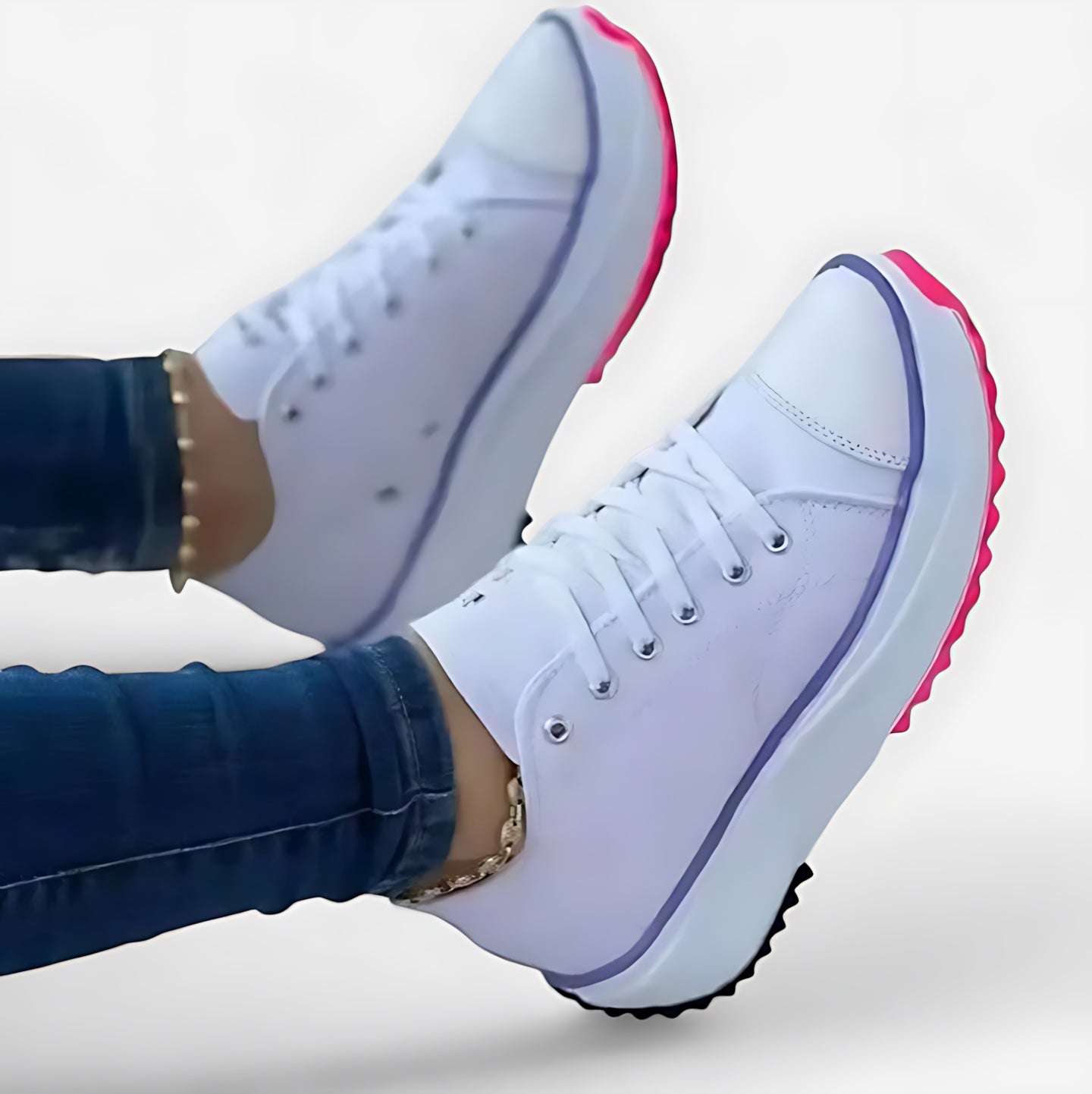 Rosalie – Contrast Stitch Canvas Platform Sneakers