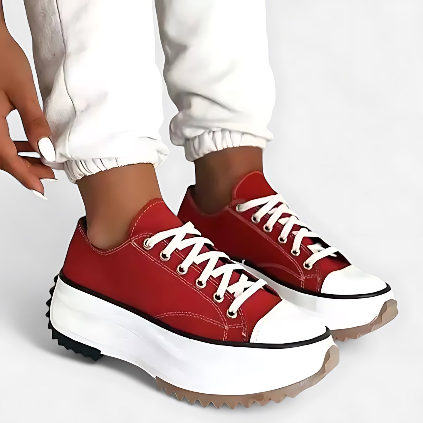 Rosalie – Contrast Stitch Canvas Platform Sneakers
