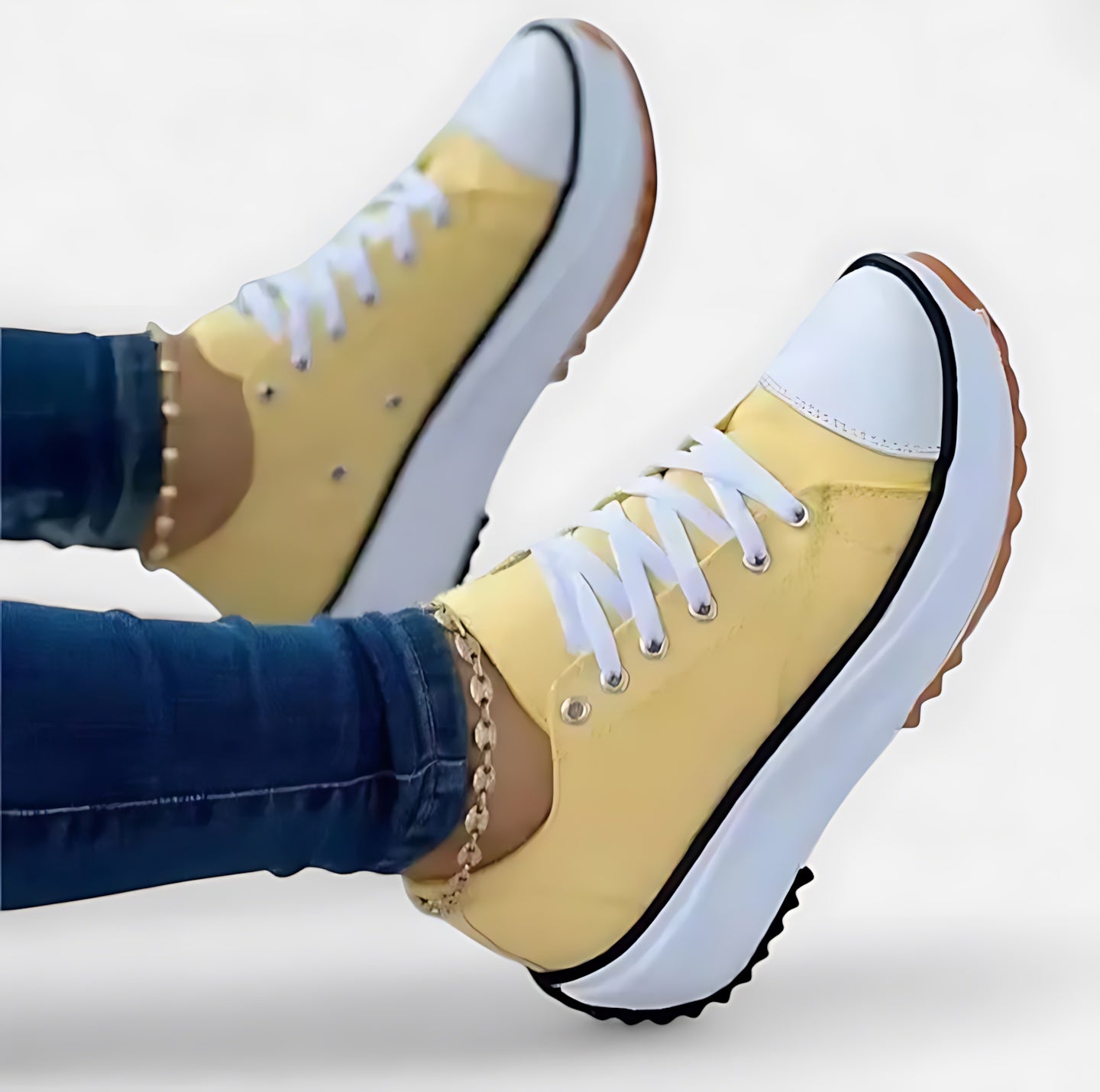 Rosalie – Contrast Stitch Canvas Platform Sneakers