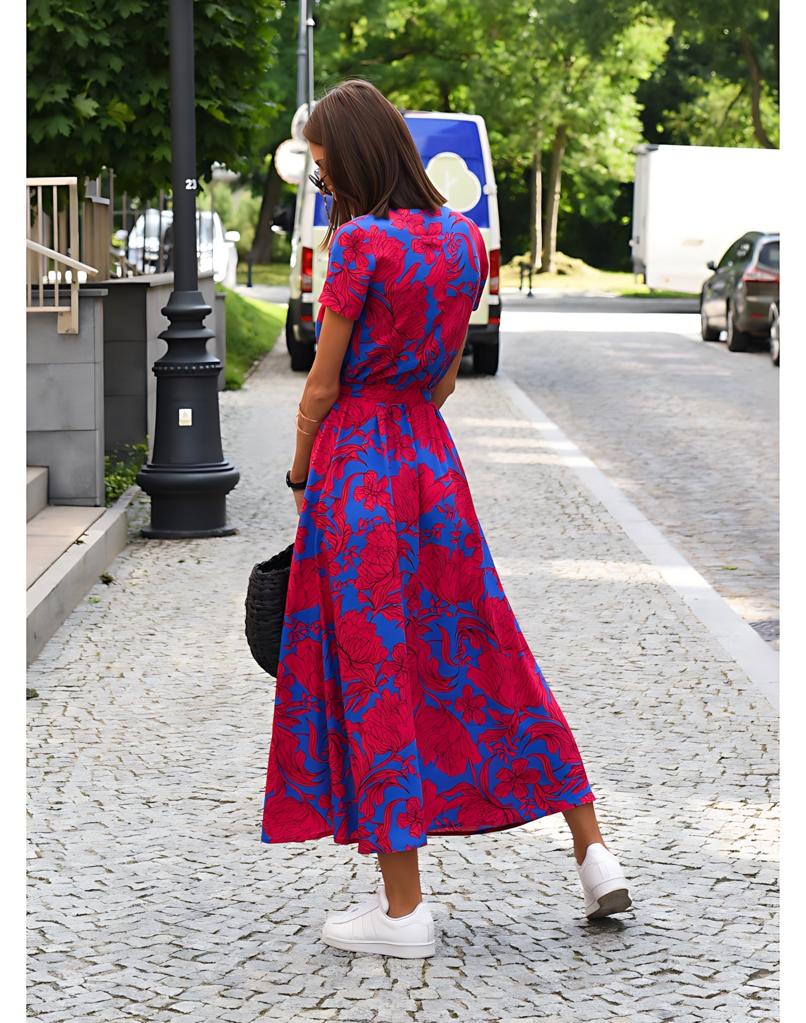 Rosalie – Floral Print Wrap Summer Midi Dress