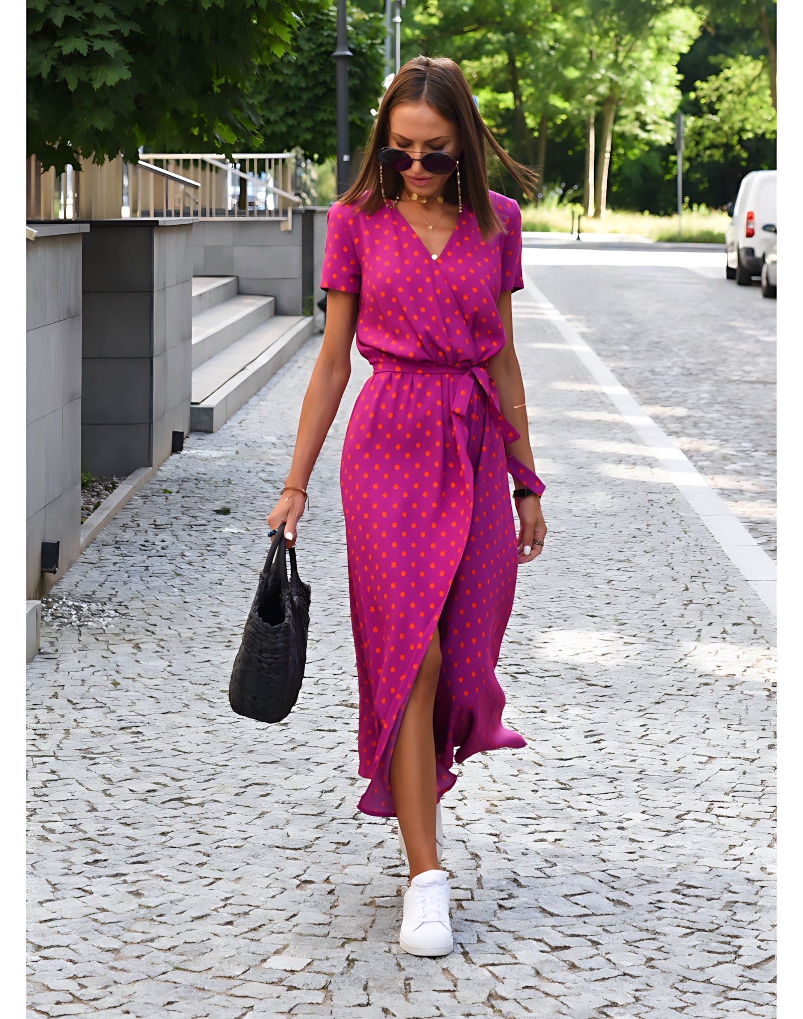 Rosalie – Floral Print Wrap Summer Midi Dress